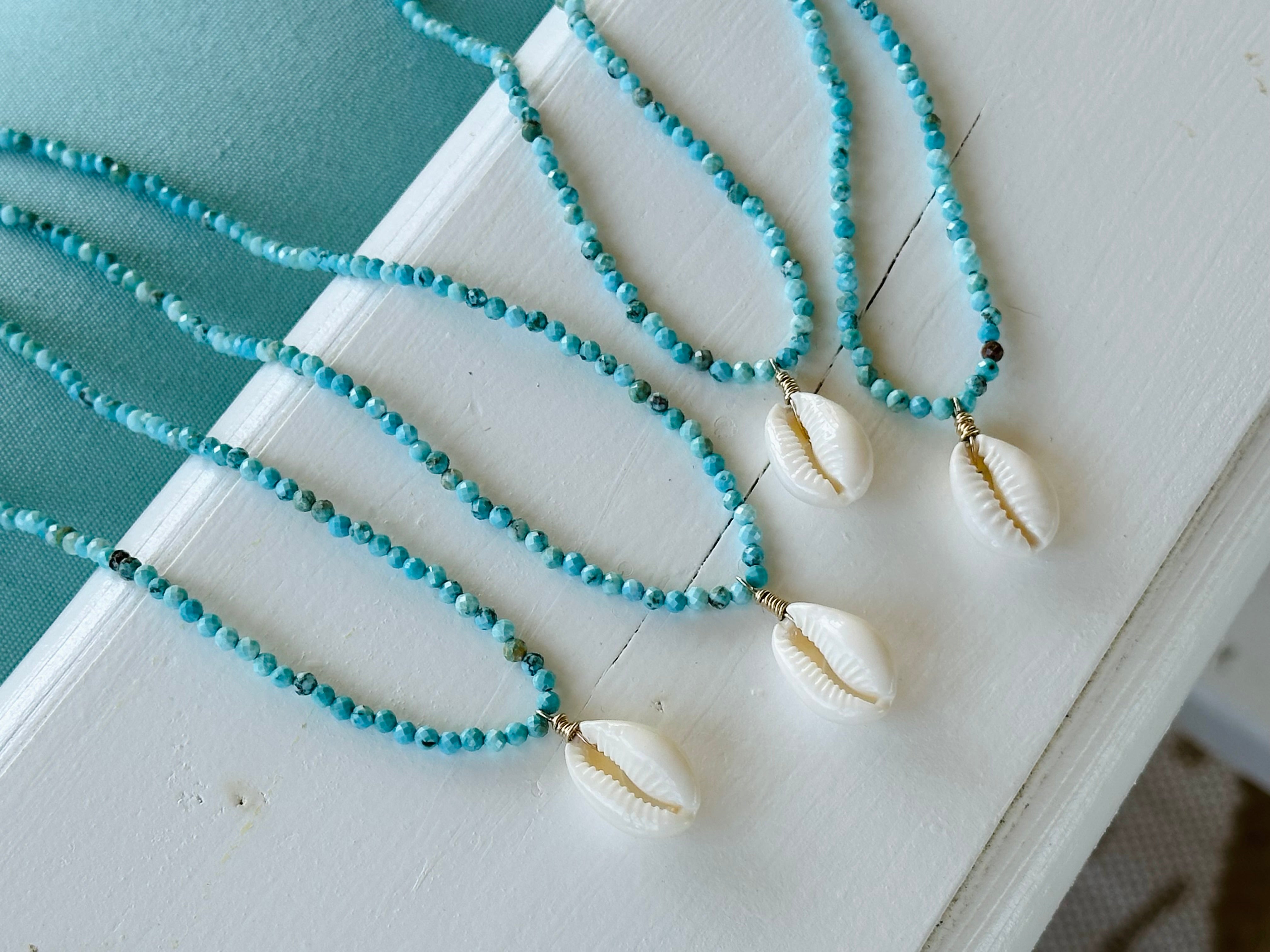 Turquoise Cowrie Beaded Choker