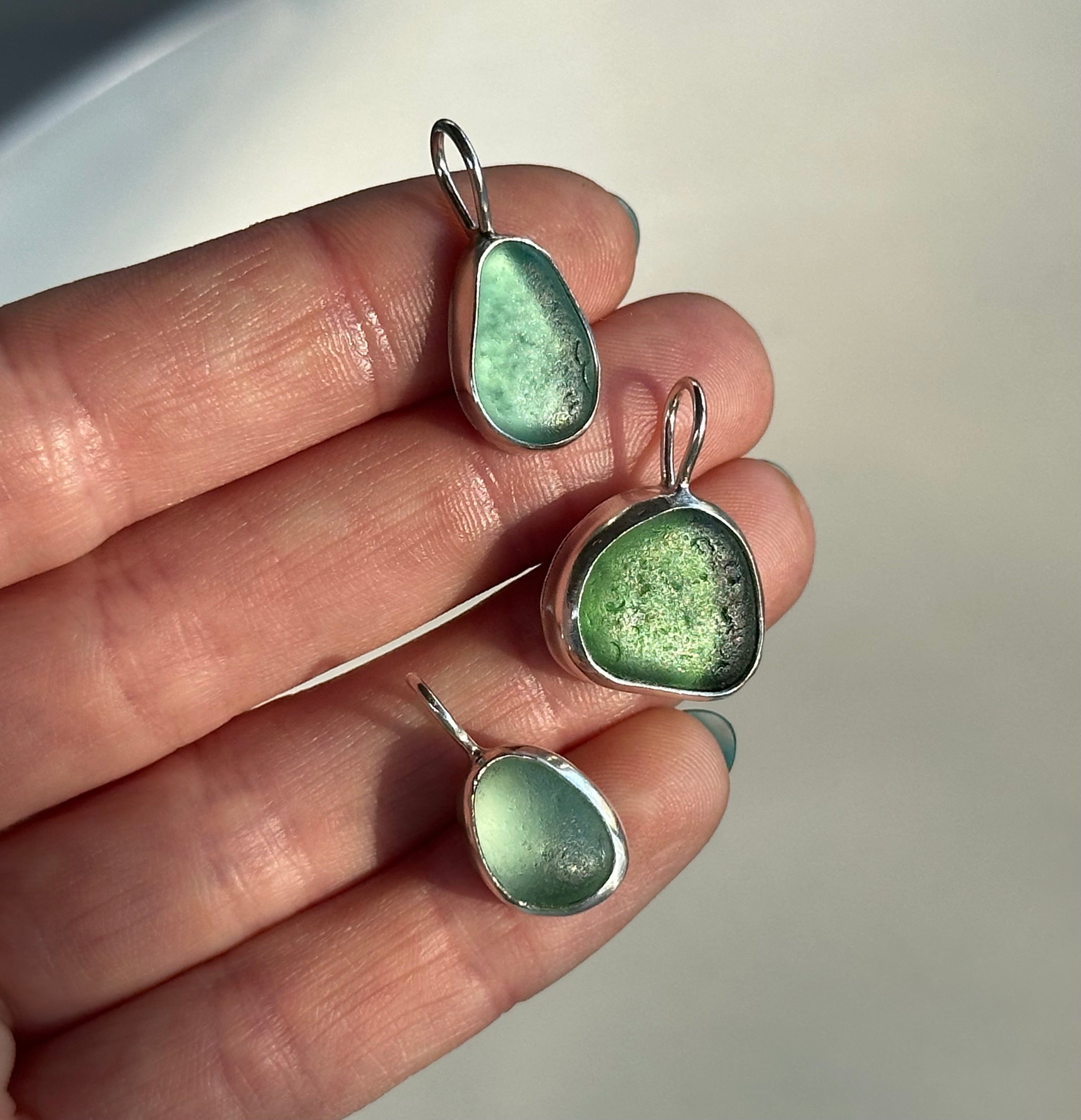 Green Bezeled Sea Glass Necklace