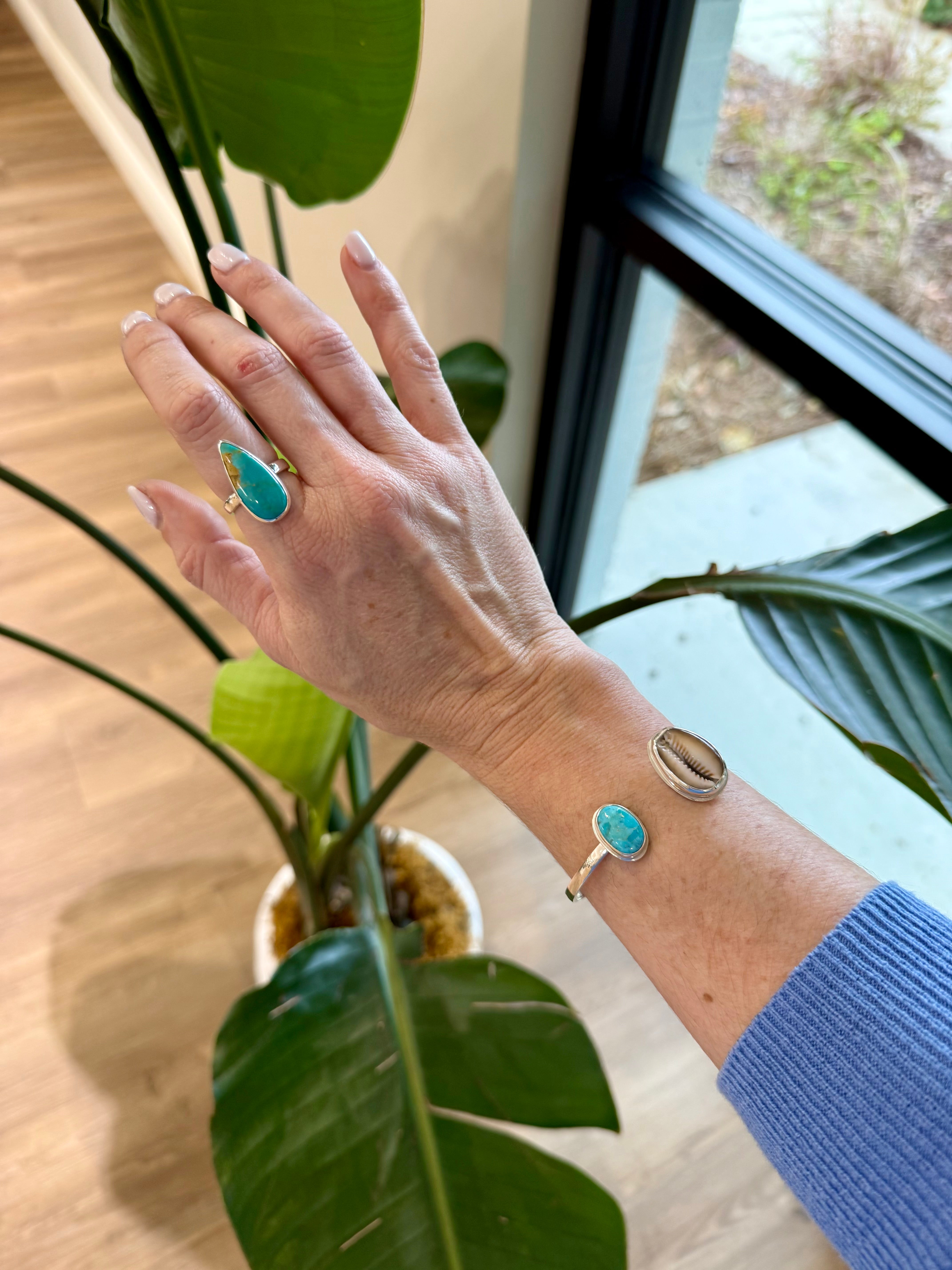 *NEW* Cowrie Shell and Turquoise Cuff Bracelet