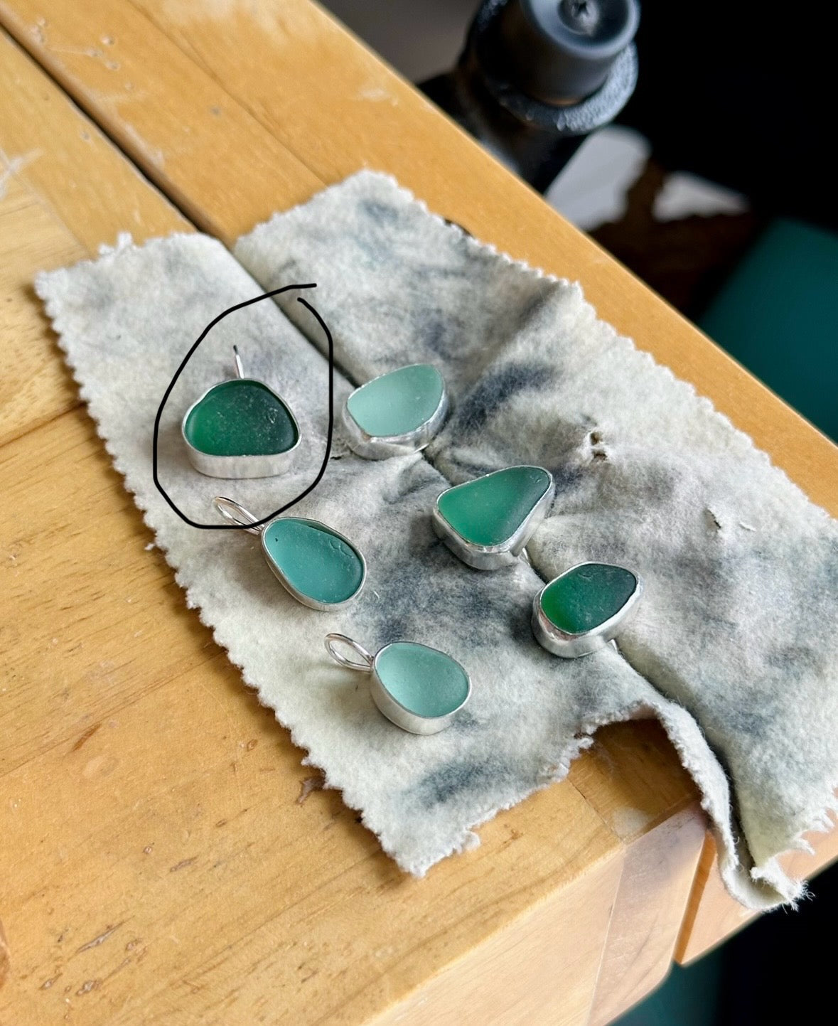 Green Bezeled Sea Glass Necklace