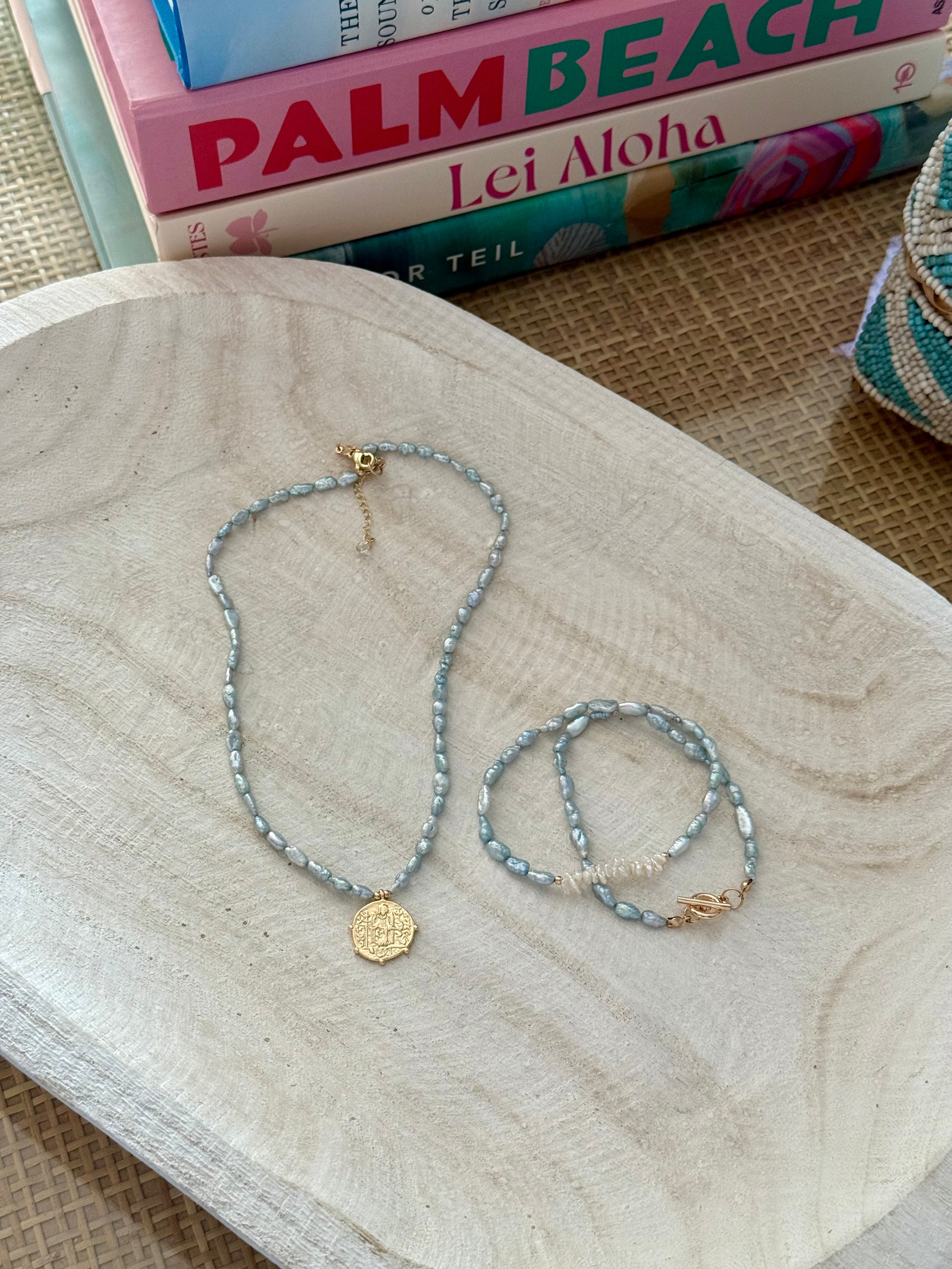 Gold & Gray Pearl Statement Necklace