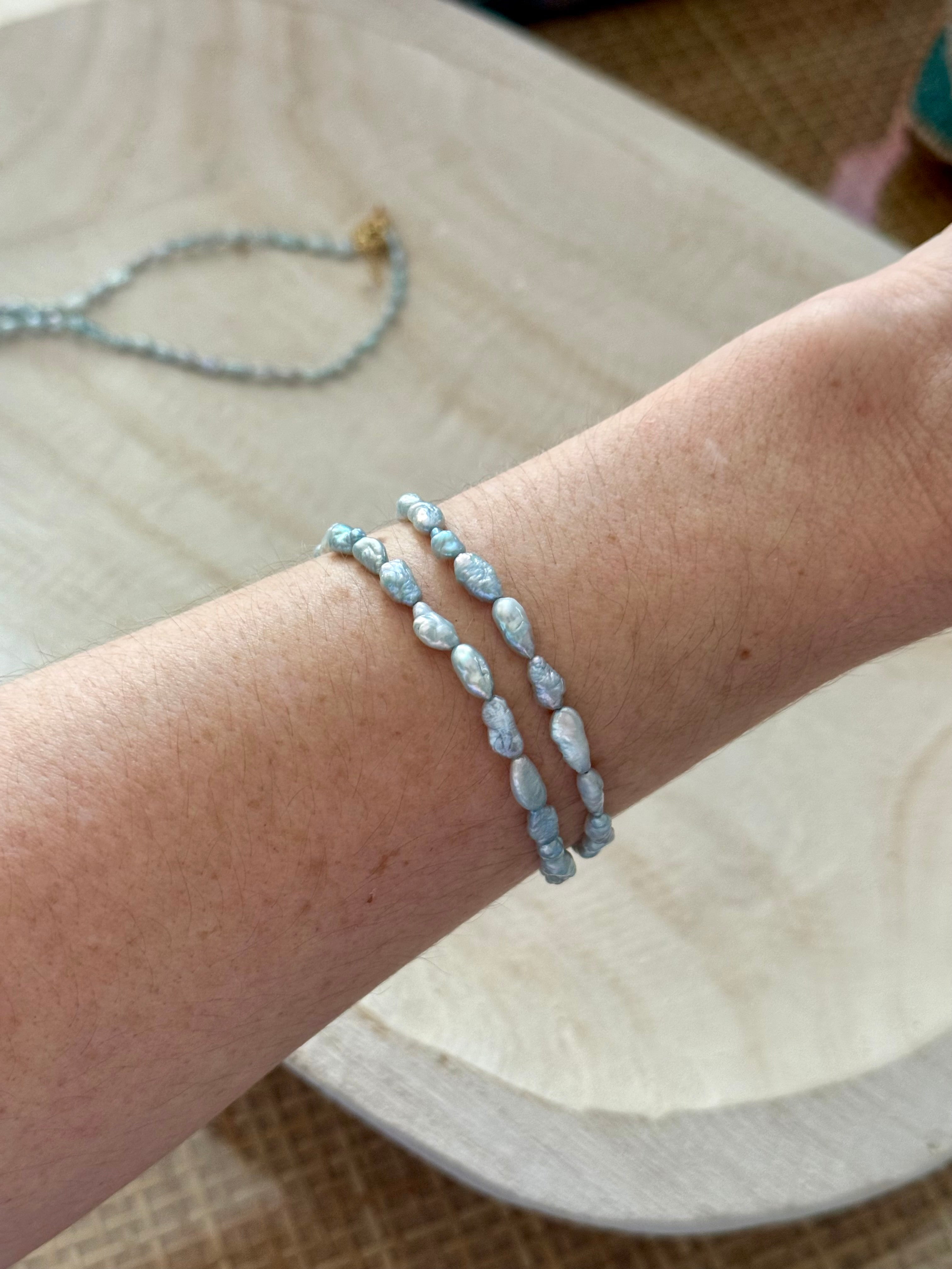 Gray Wrap Pearl Bracelet/ Choker
