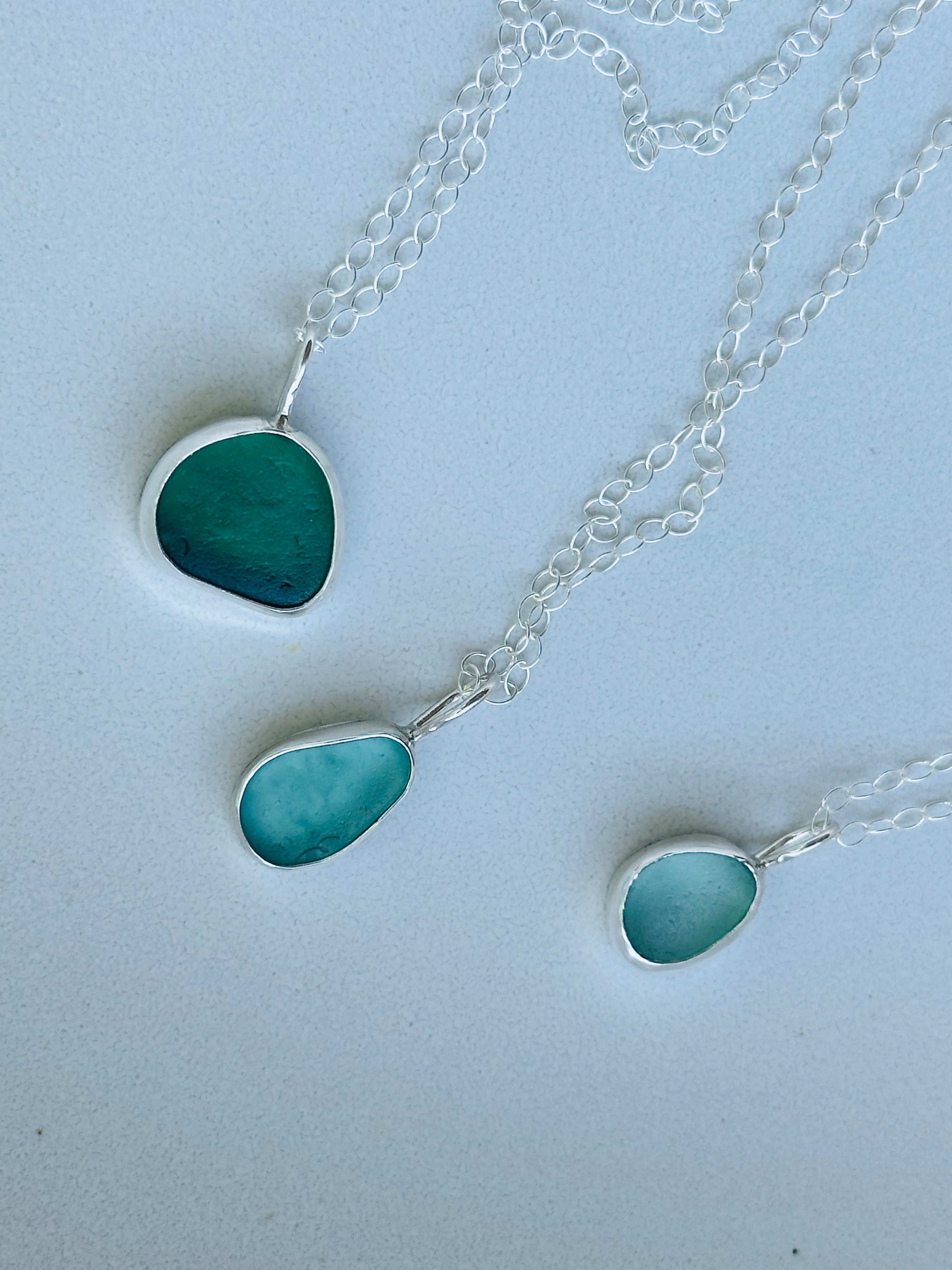 Green Bezeled Sea Glass Necklace