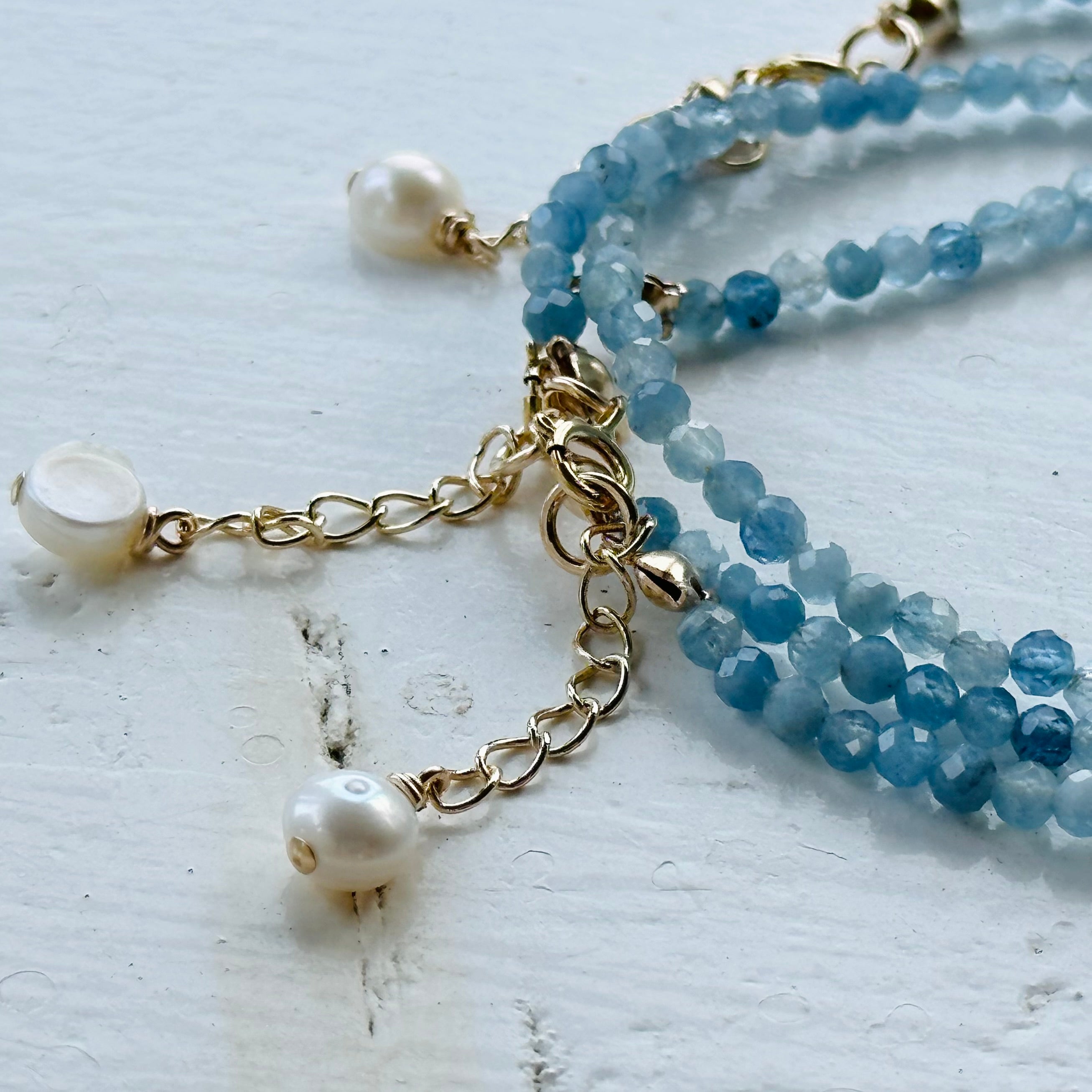 Moon Berry Aquamarine Beaded Bracelet
