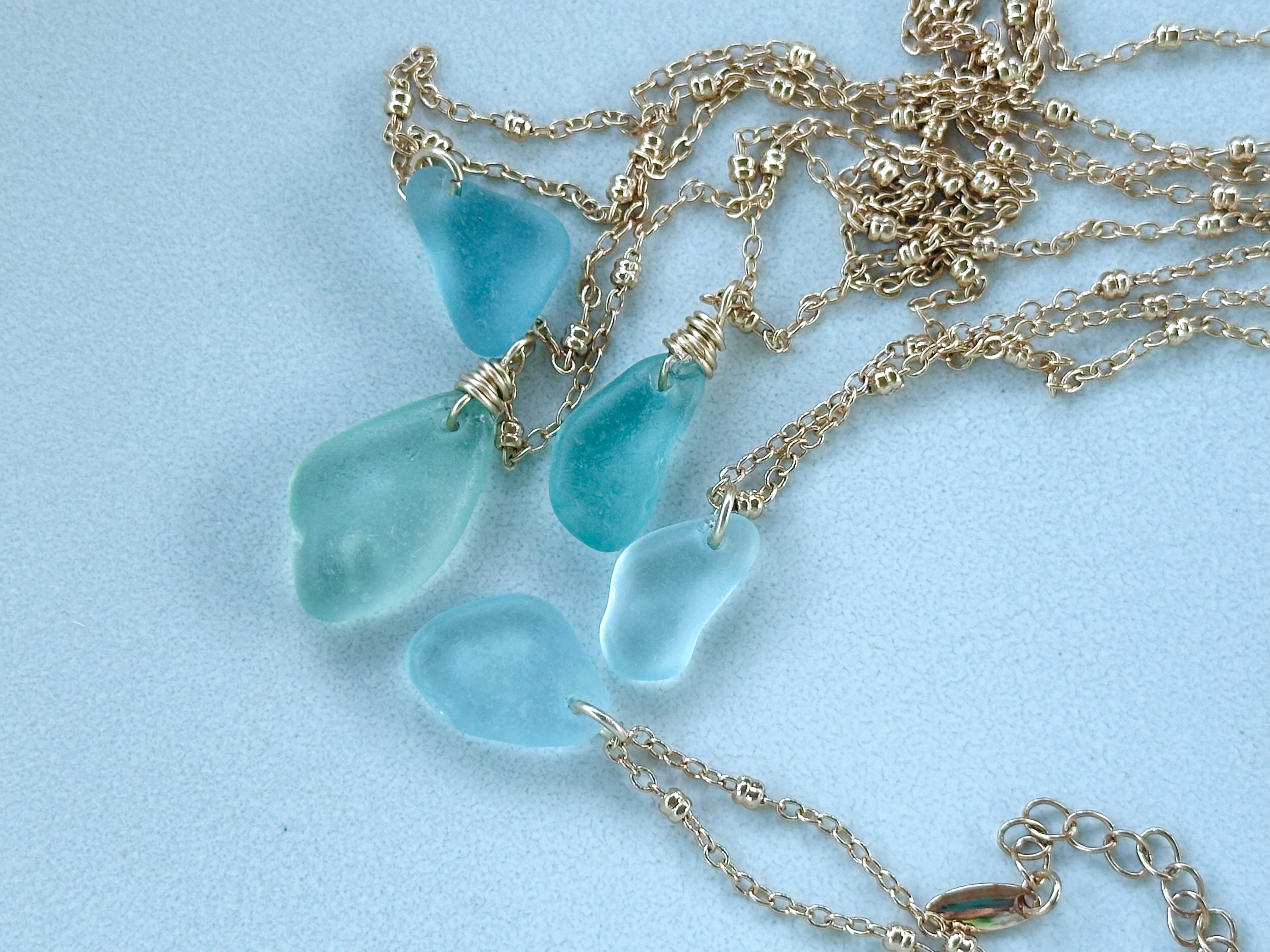 Blue Sea Glass Necklace