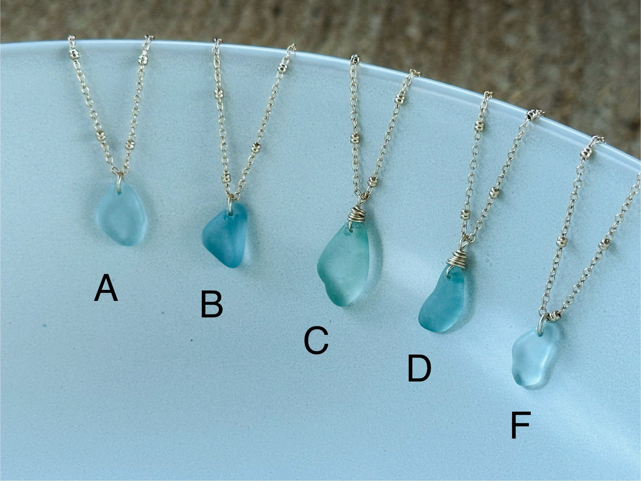 Blue Sea Glass Necklace