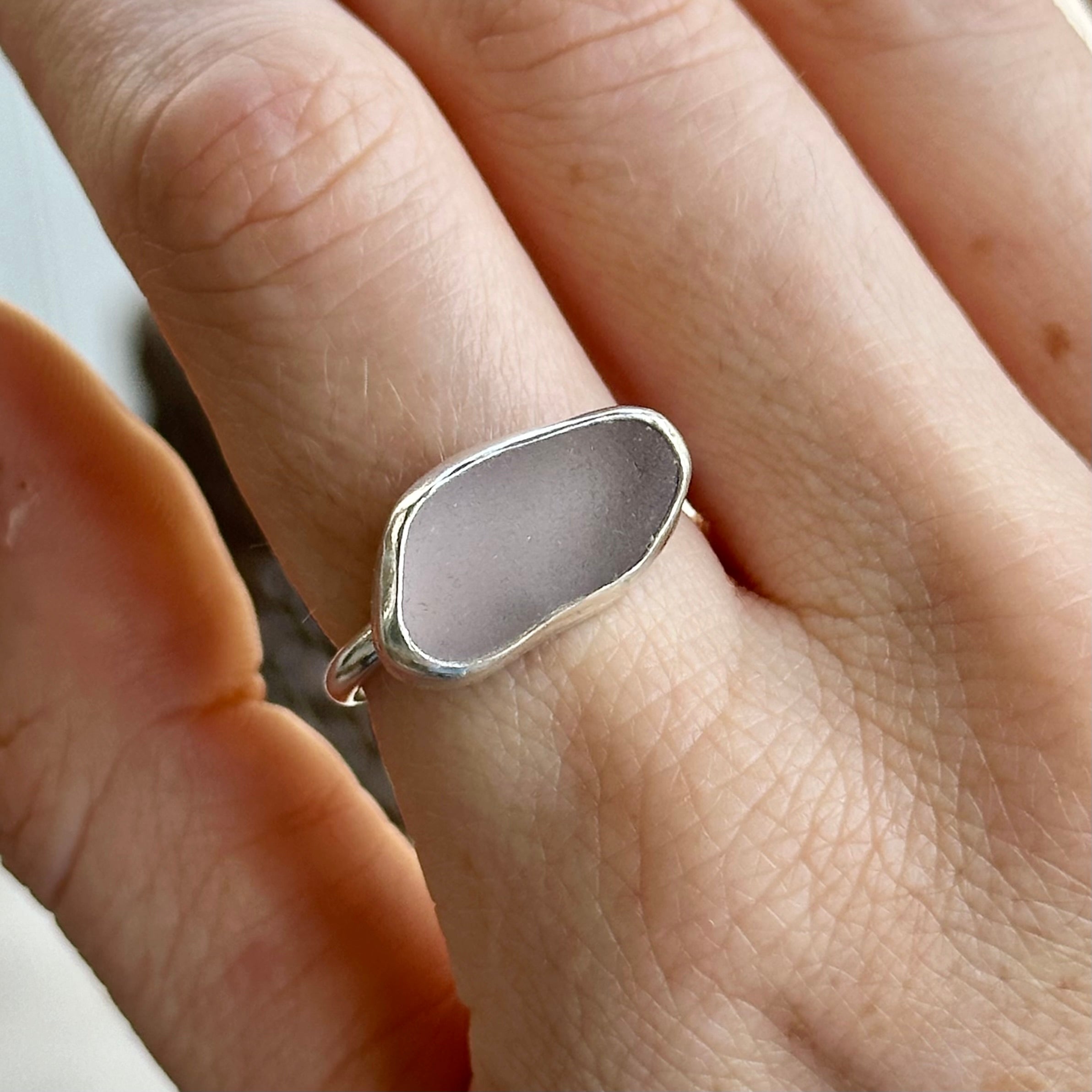 RARE Purple Sea Glass Ring Size 8