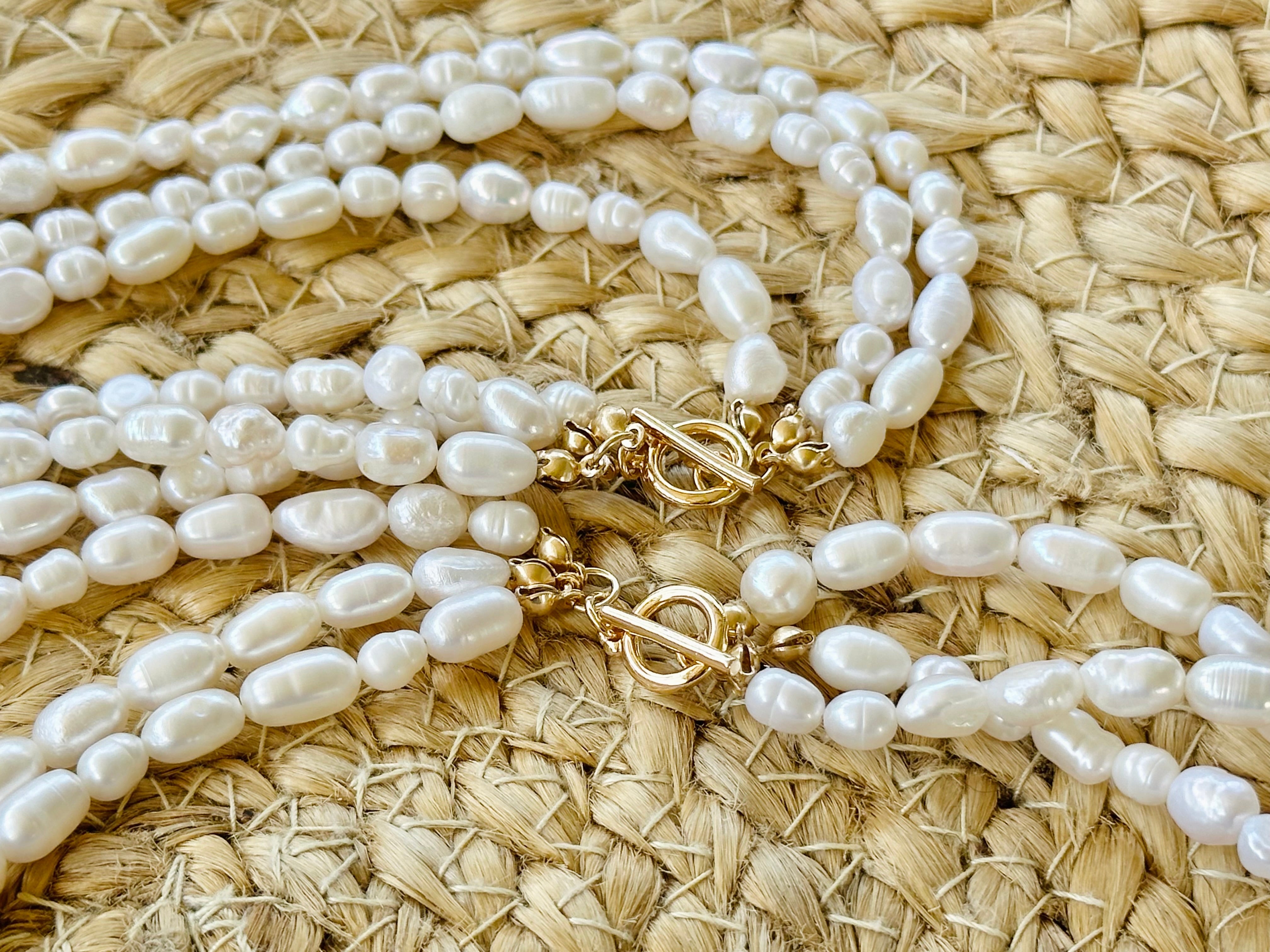 Multi Layered Pearl and Scallop Shell Beaded Necklace