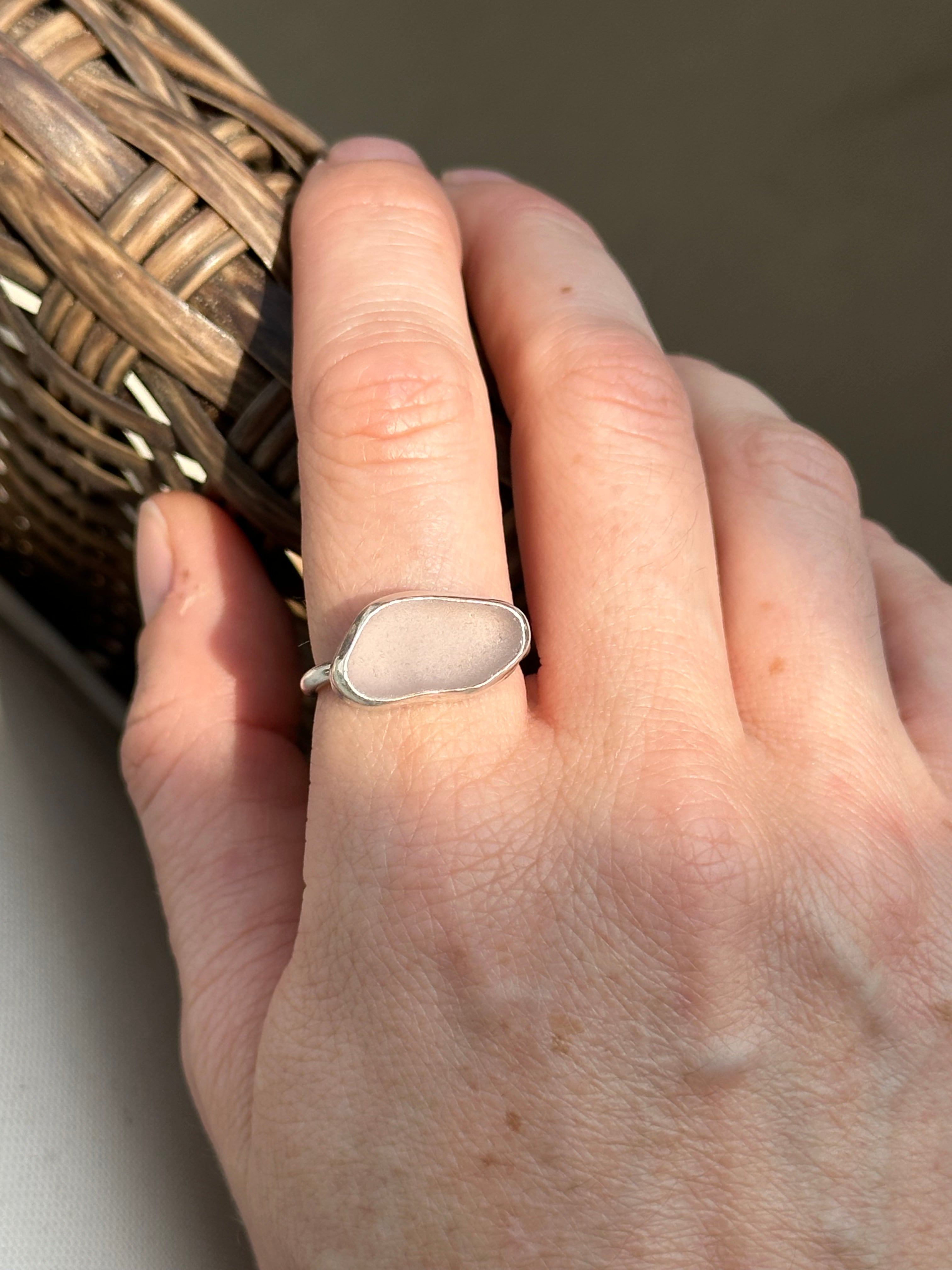 RARE Purple Sea Glass Ring Size 8