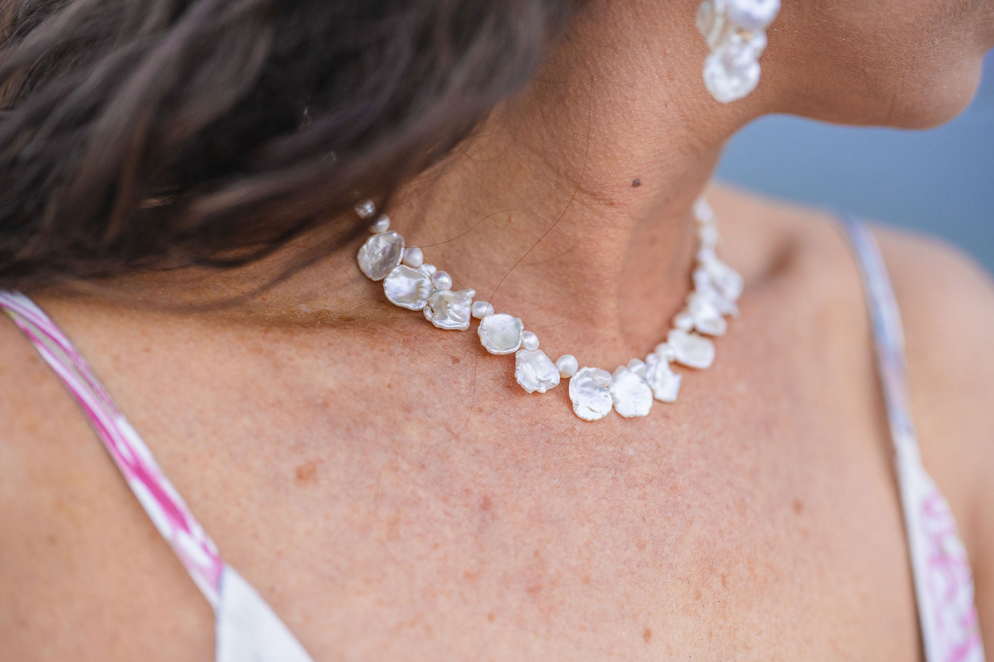 Petal Pearl Collar Beaded Necklace