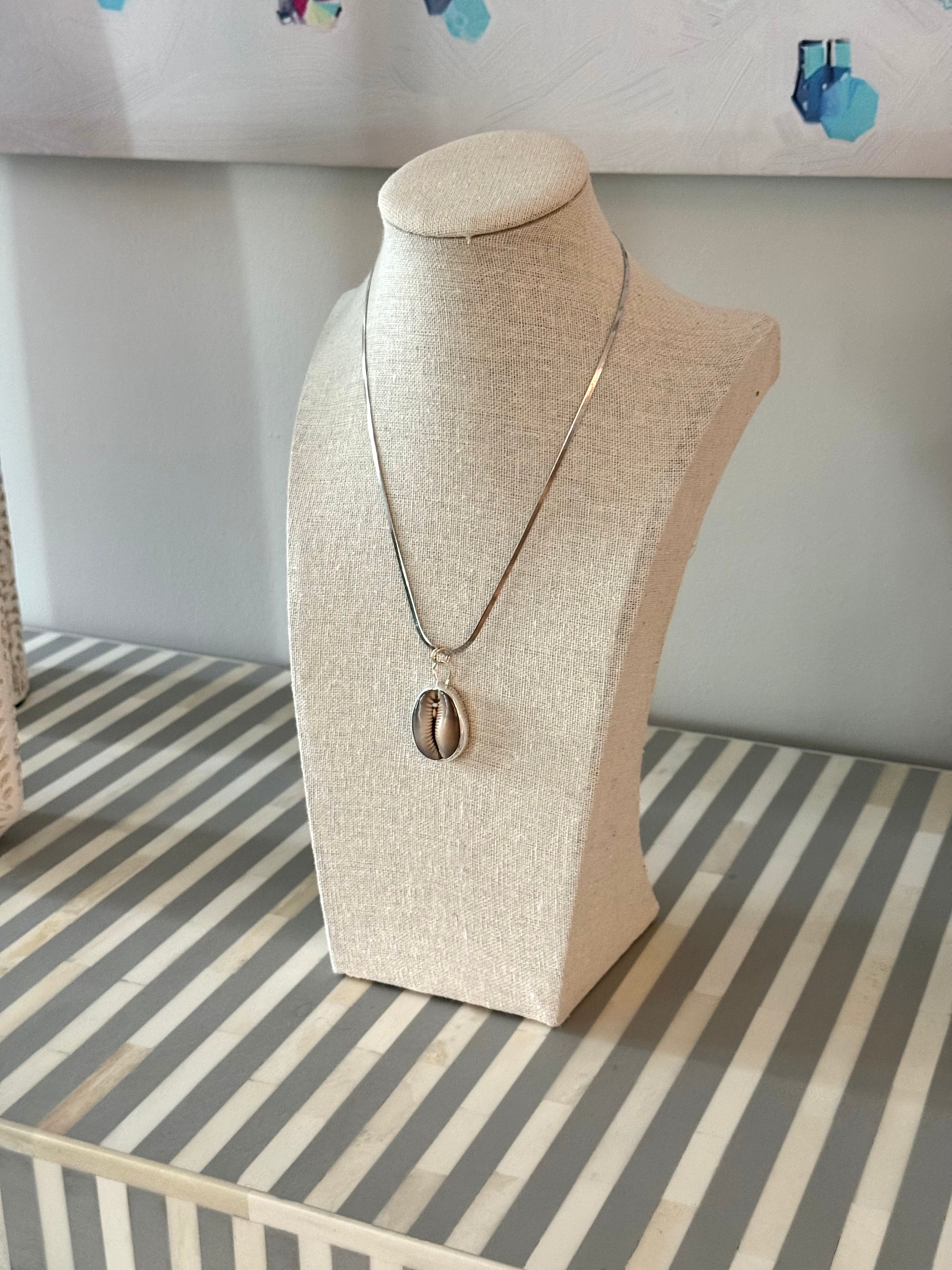 Cowrie Shell Bezeled Necklace