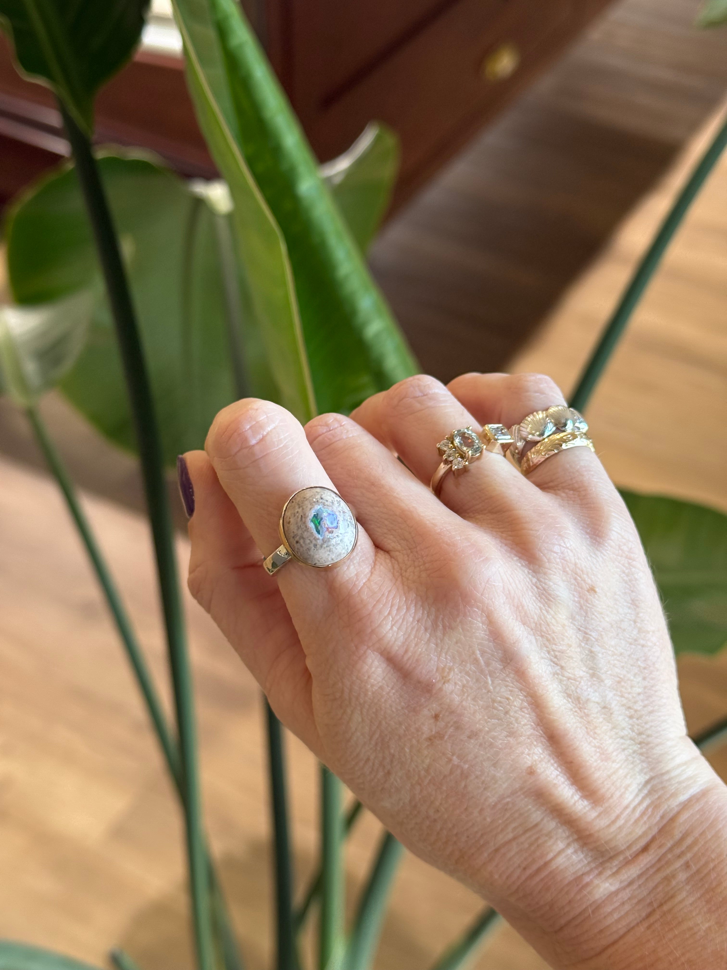 *NEW* Boulder Opal Two Toned Ring