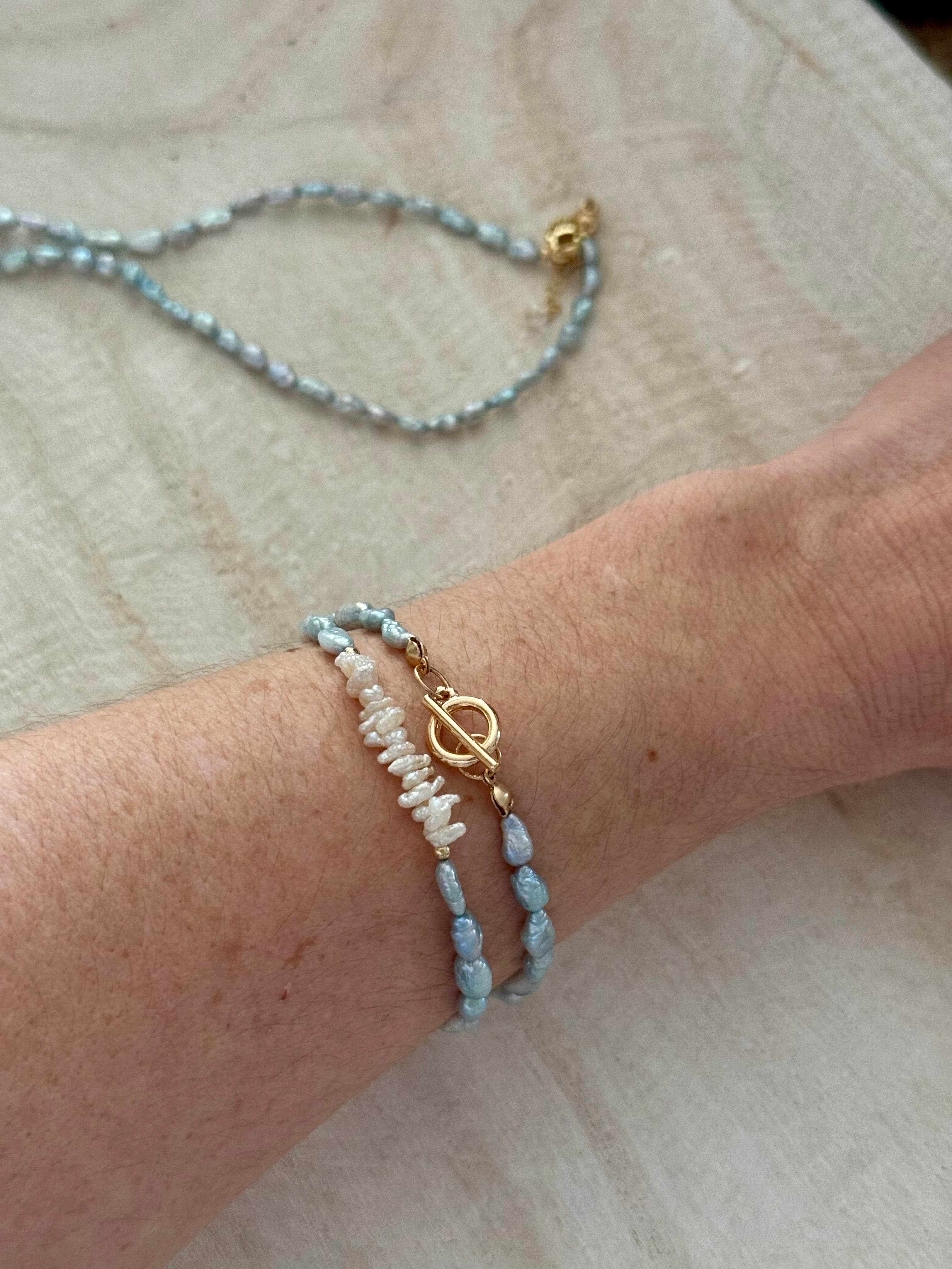 Gray Wrap Pearl Bracelet/ Choker