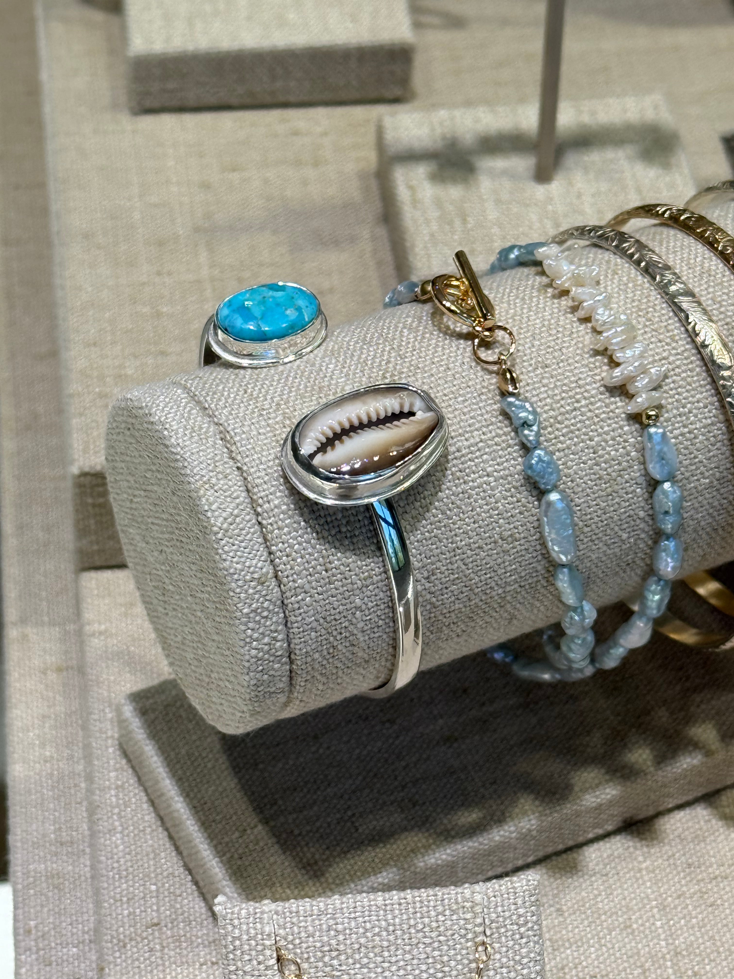 *NEW* Cowrie Shell and Turquoise Cuff Bracelet