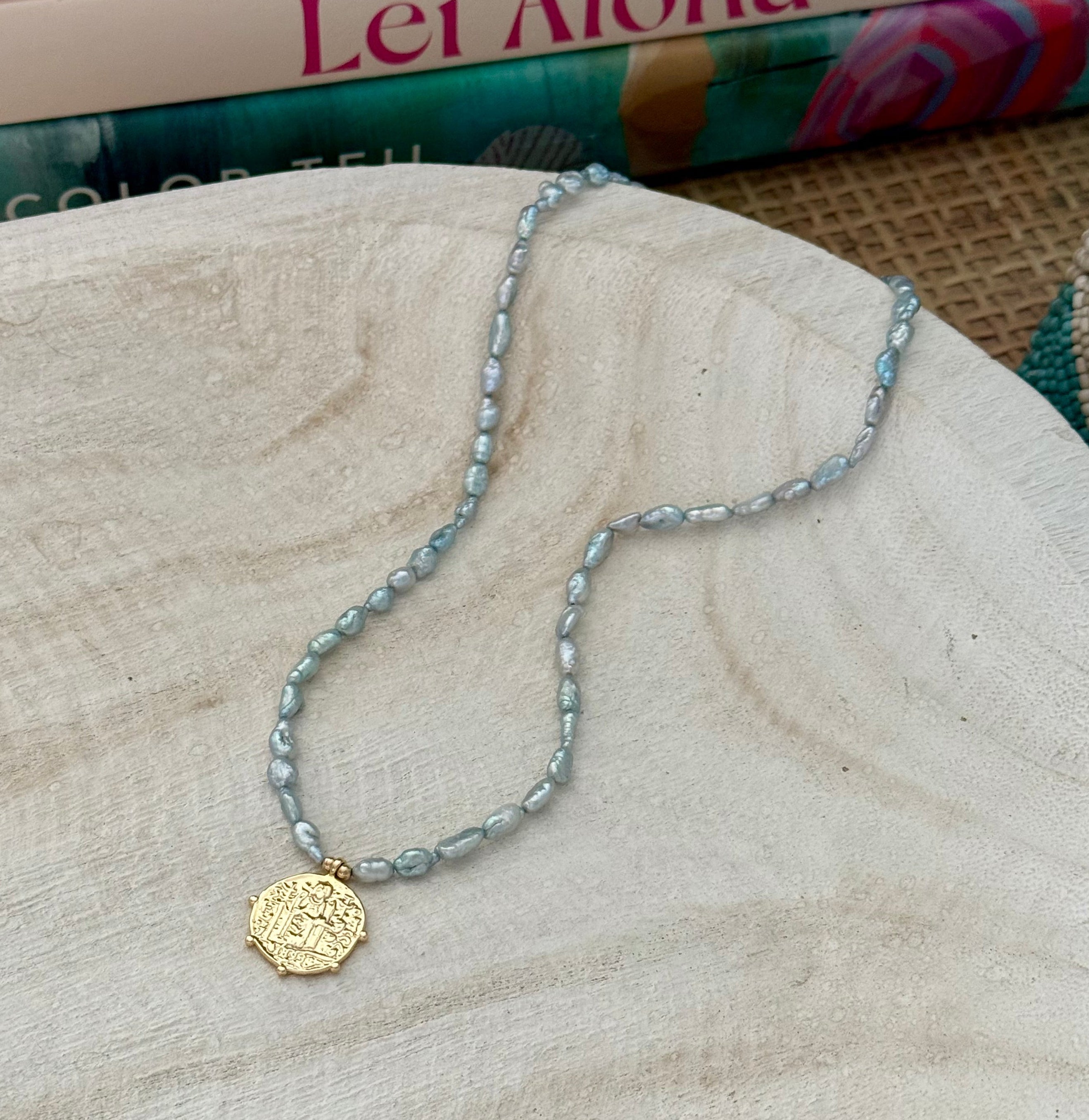 Gold & Gray Pearl Statement Necklace