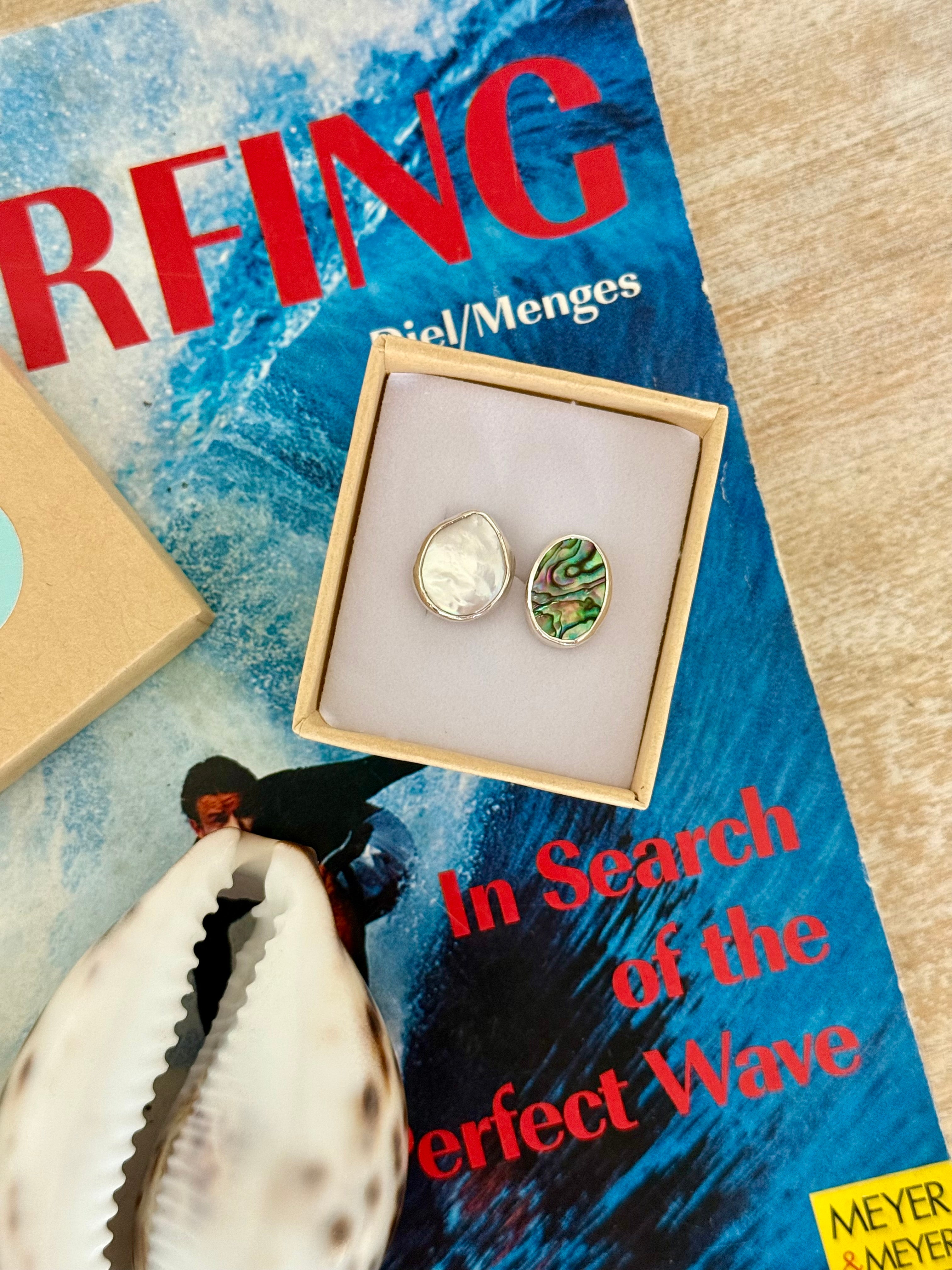 Abalone and Pearl adjustable ring