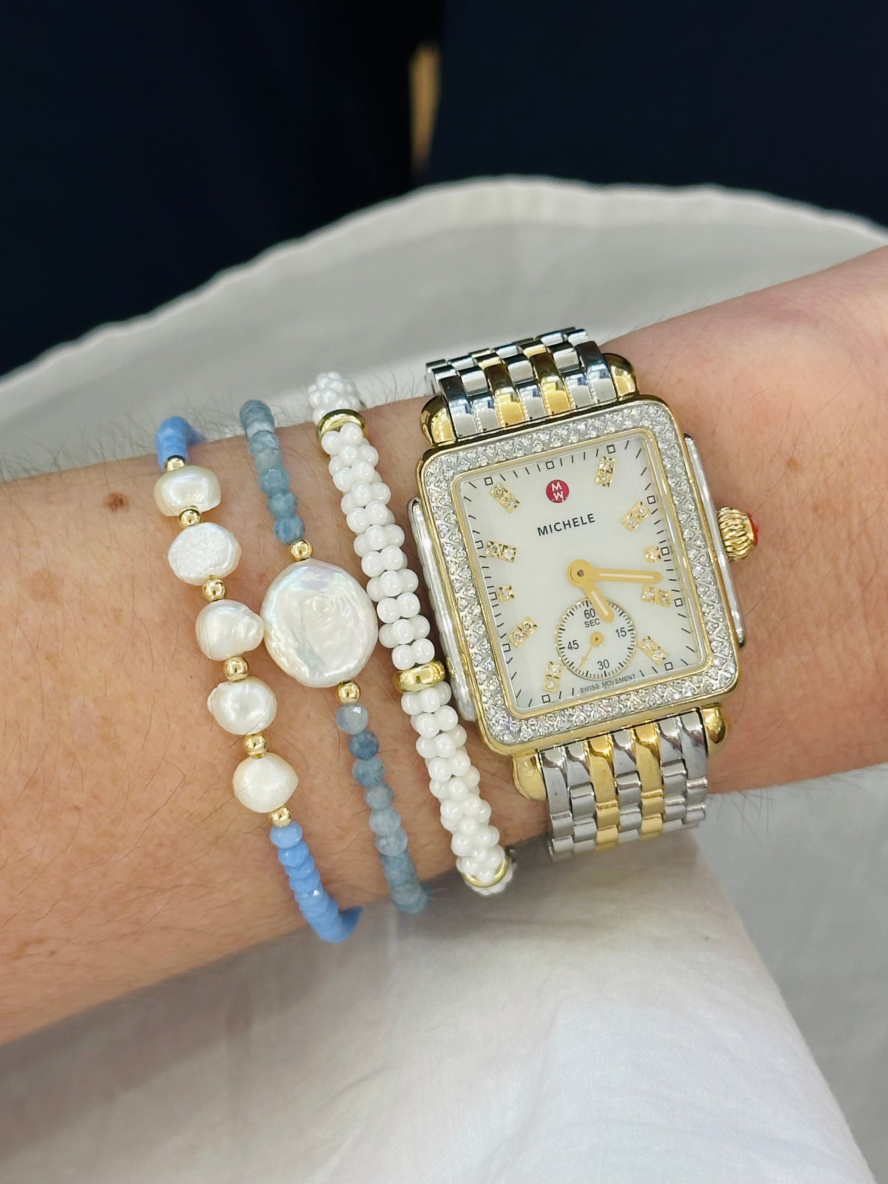 Moon Berry Aquamarine Beaded Bracelet
