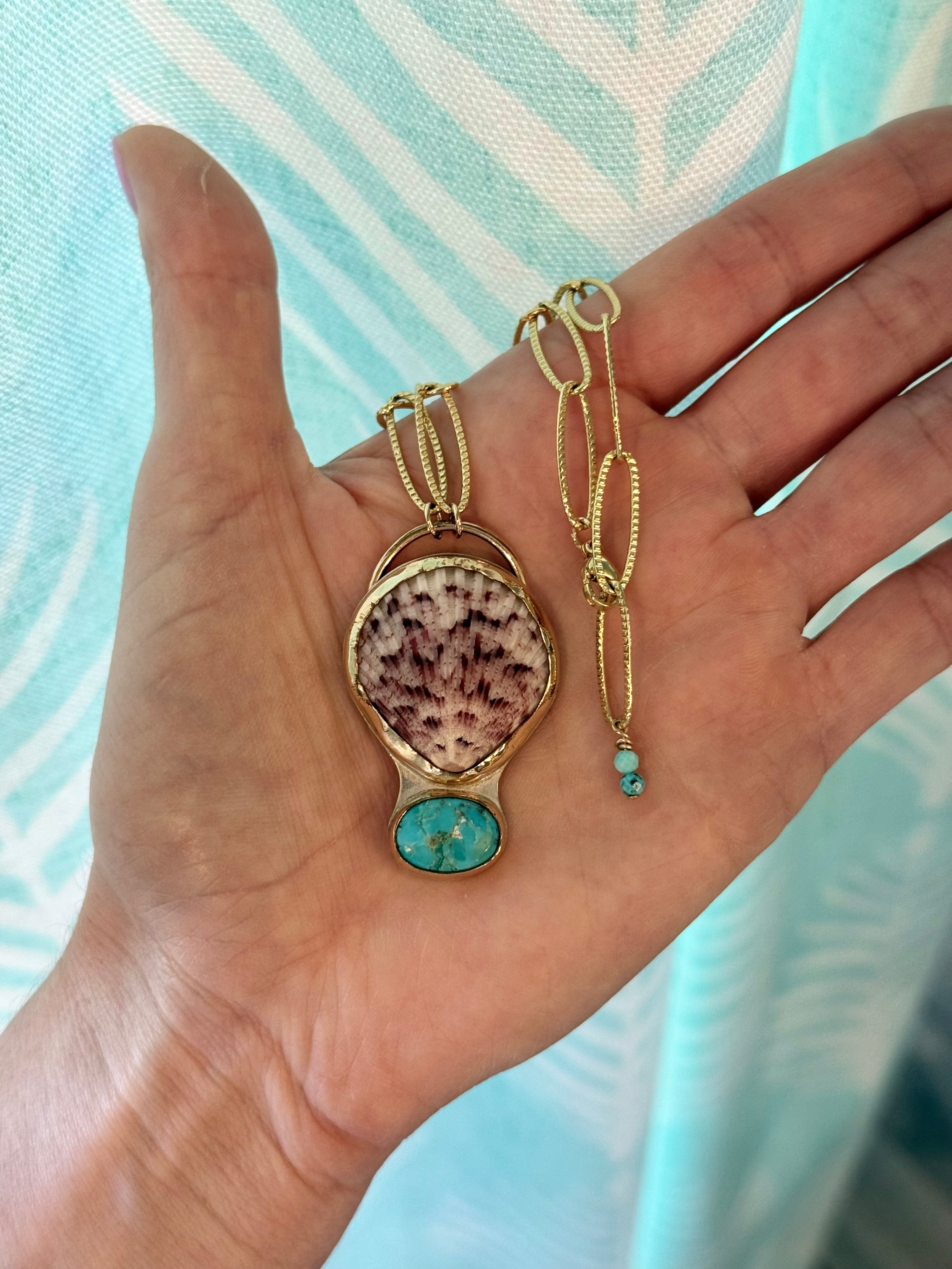 Scallop and Turquoise Statement Necklace