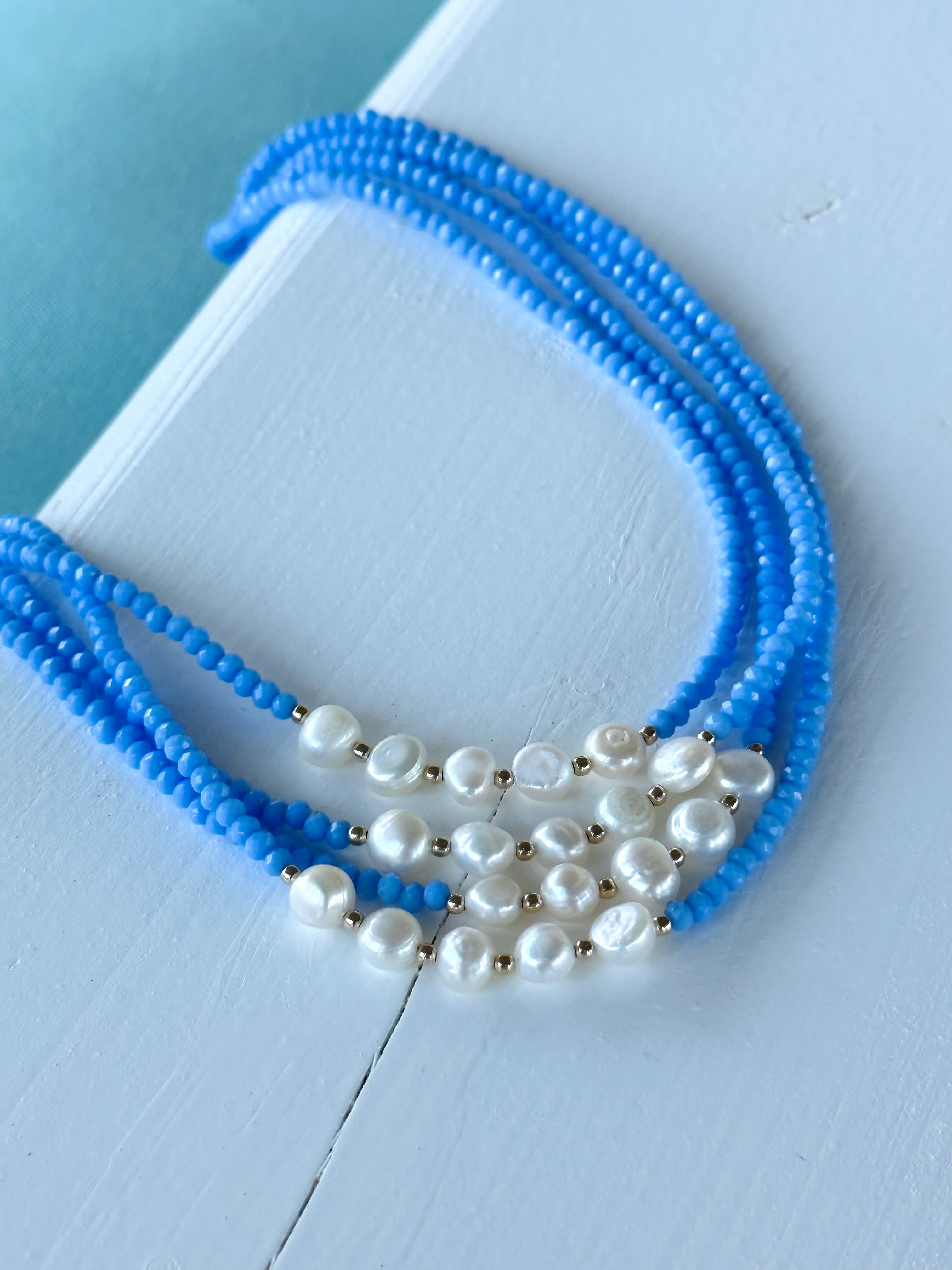 Bailee Blue Pearl Beaded Choker