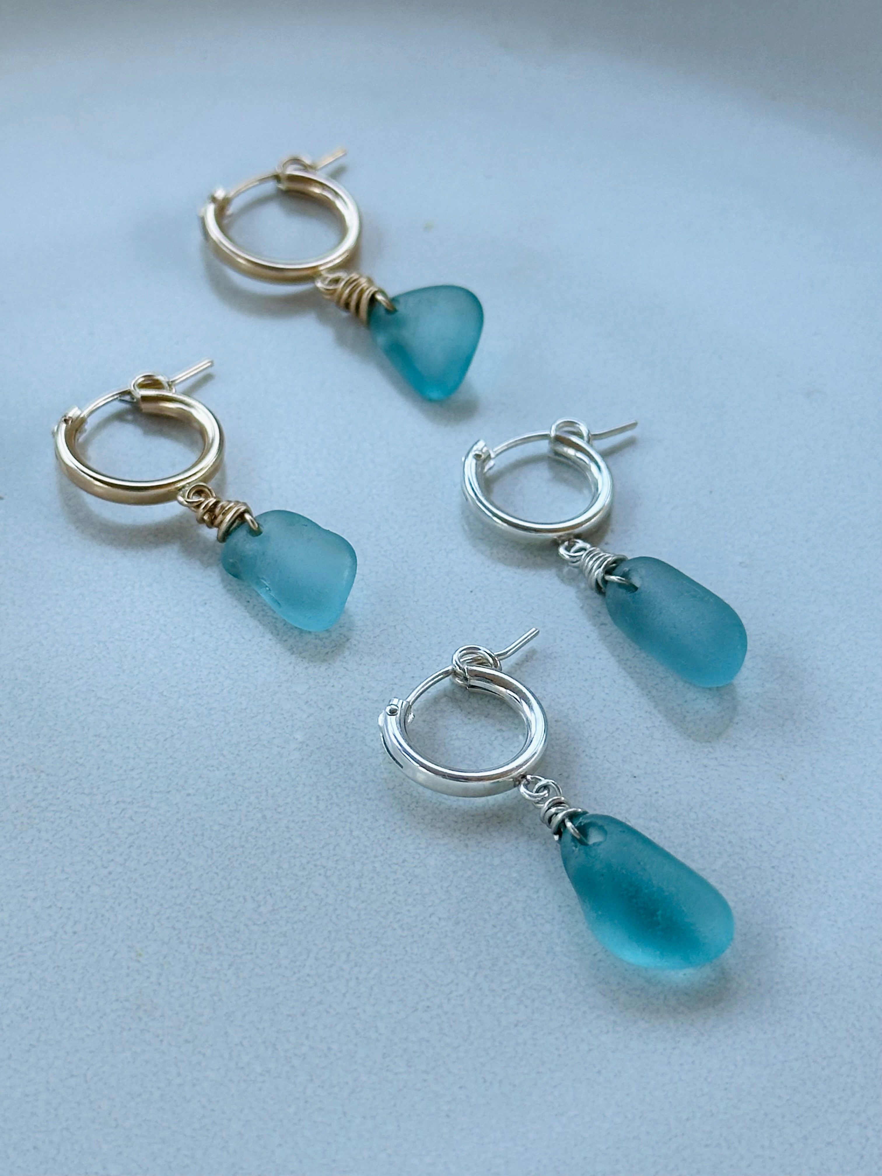 Sea Glass Huggie Earrings