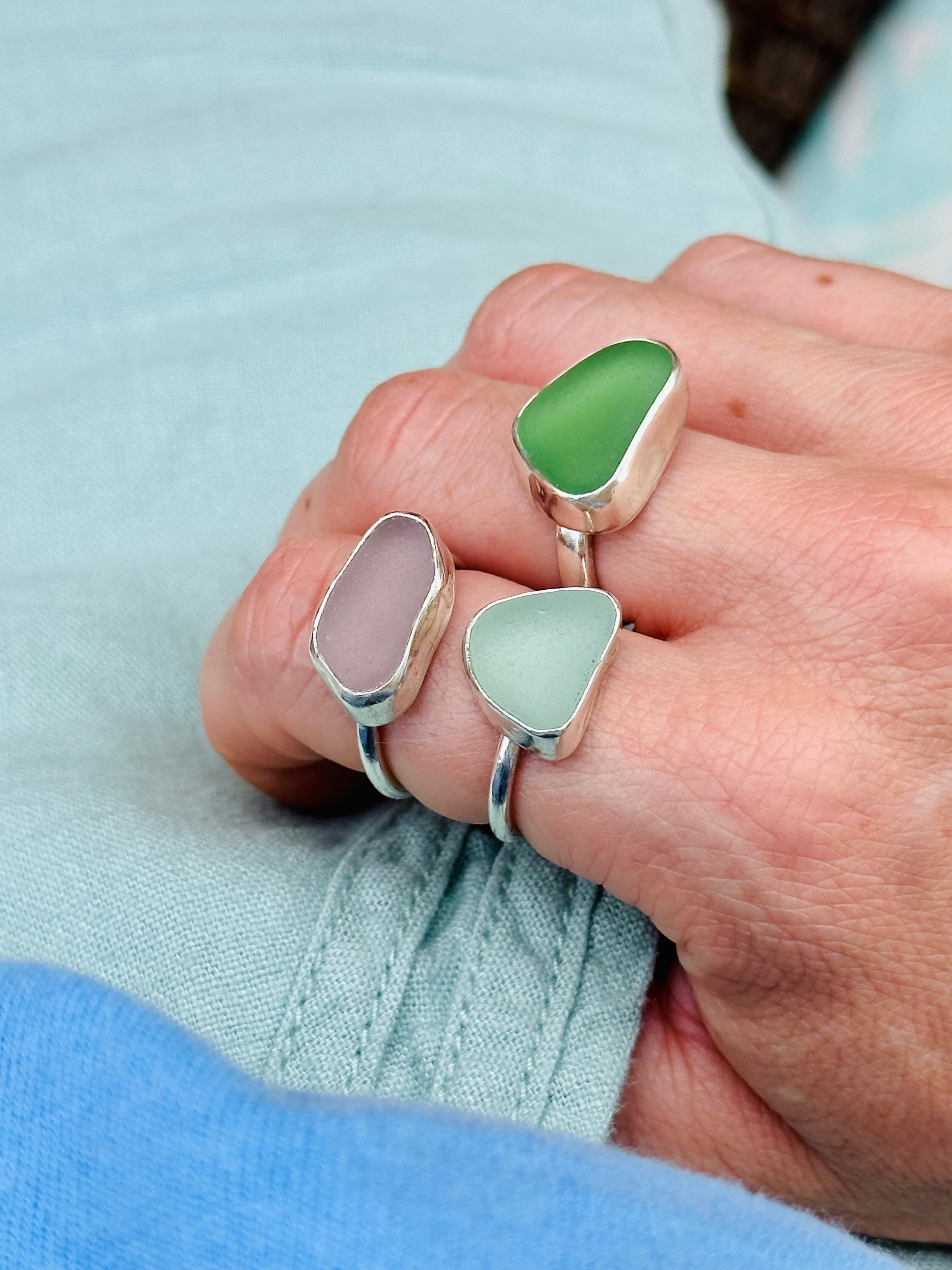 RARE Purple Sea Glass Ring Size 8
