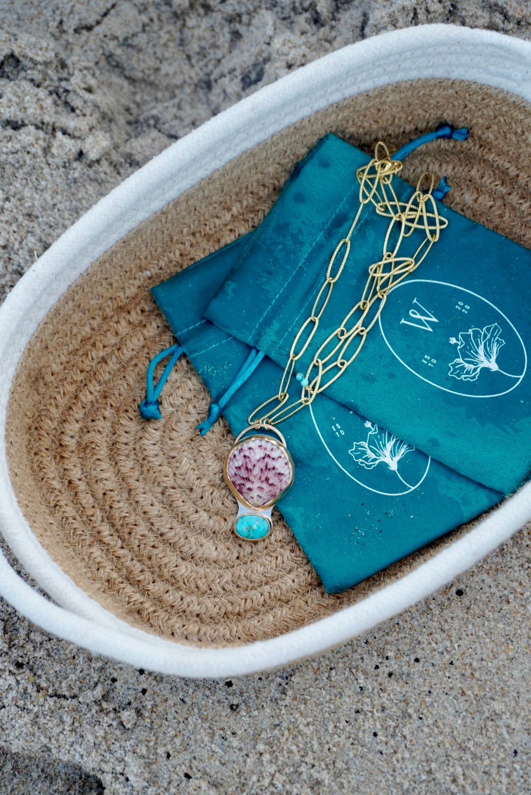 Scallop and Turquoise Statement Necklace
