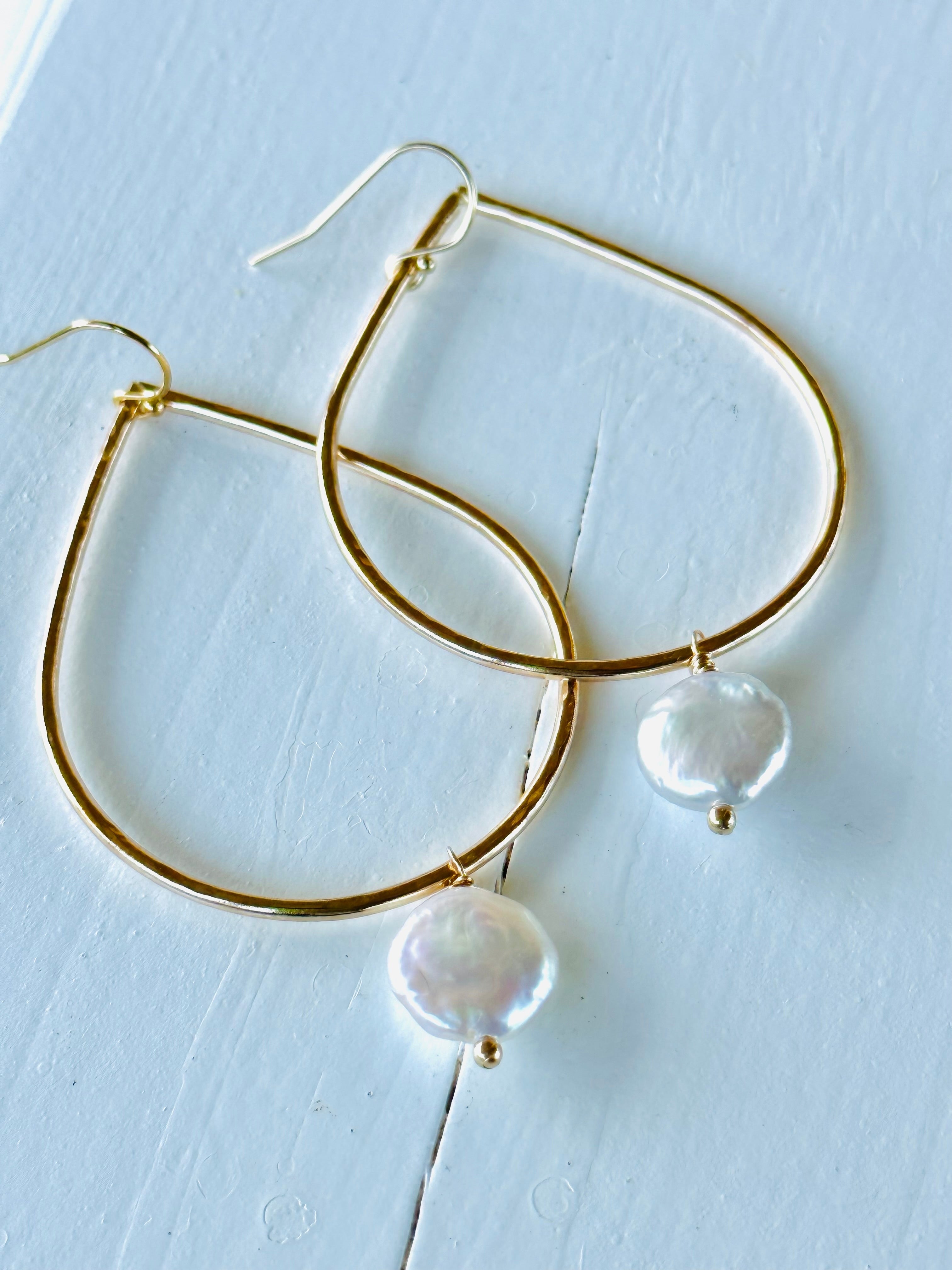 Coin Pearl Teardrop Earrings