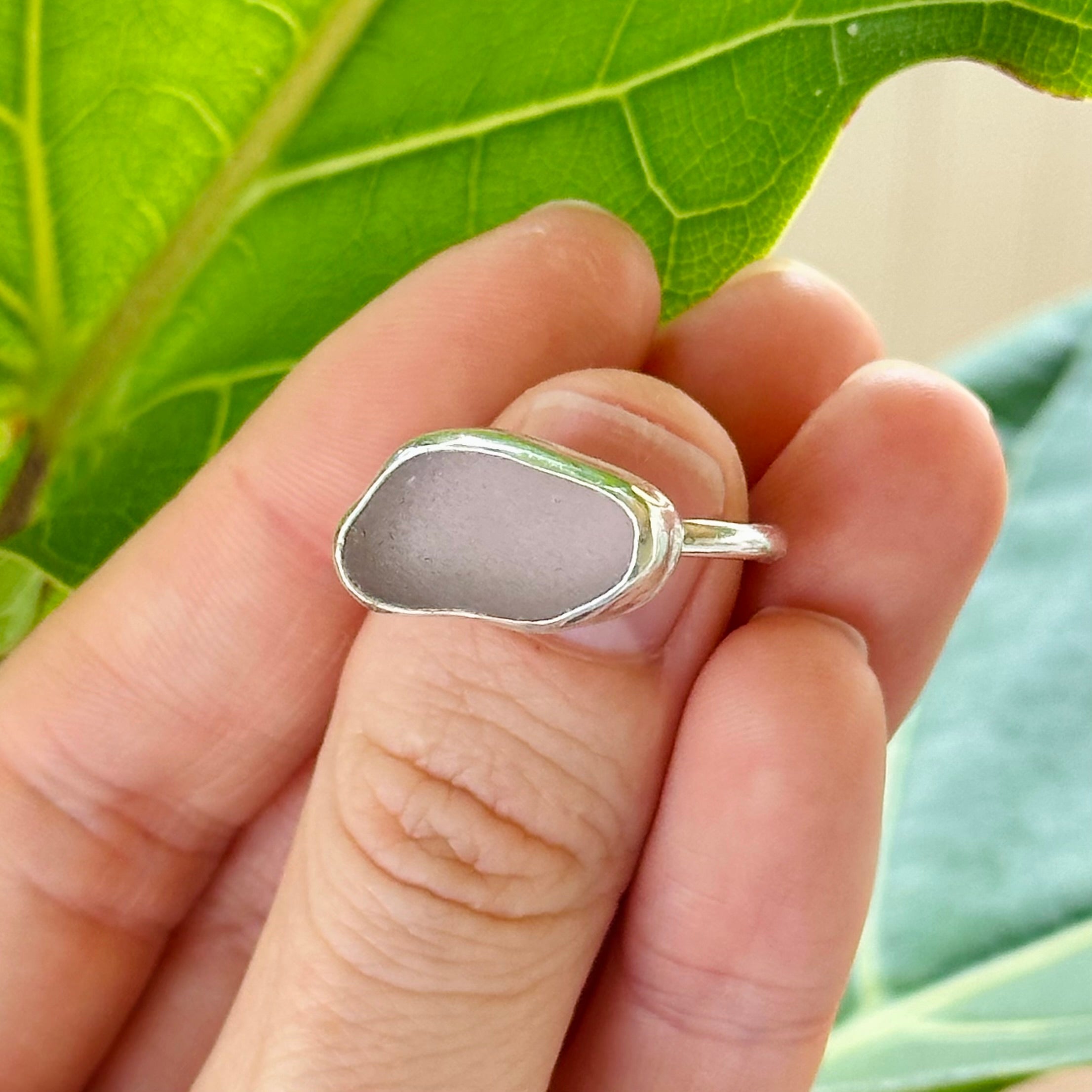 RARE Purple Sea Glass Ring Size 8