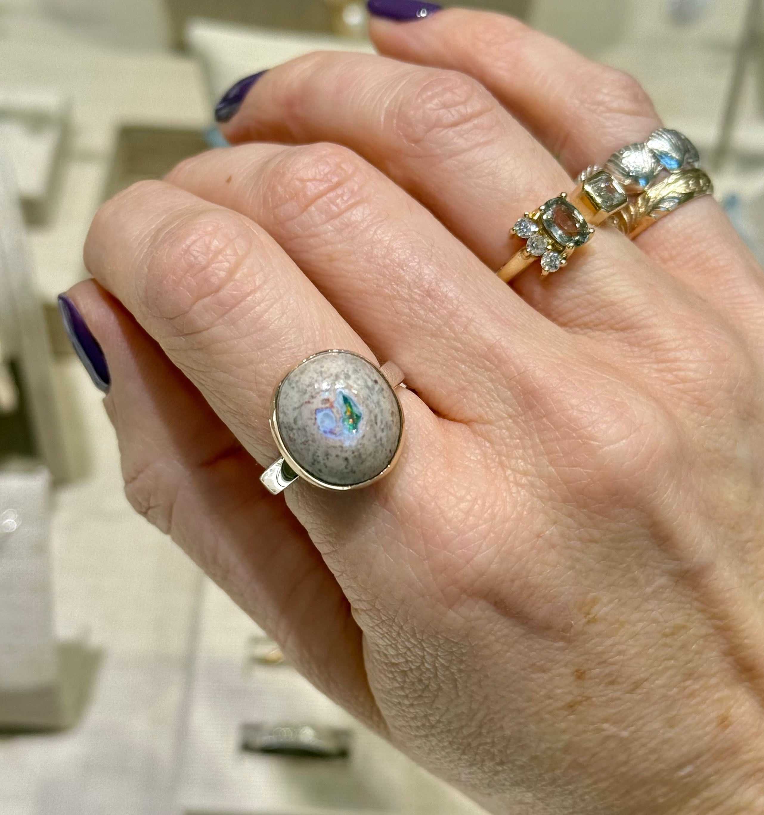 *NEW* Boulder Opal Two Toned Ring