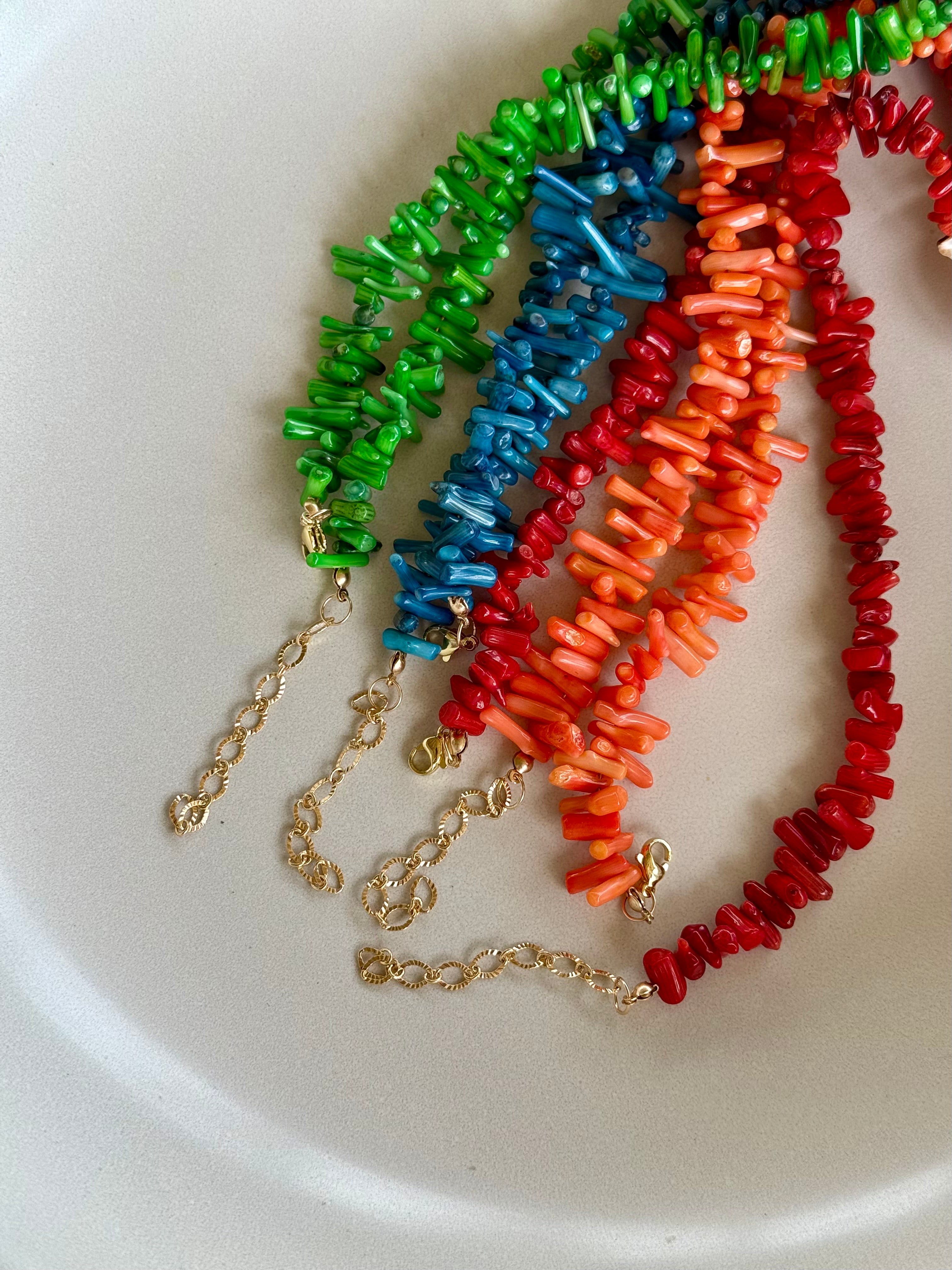 Coral Beaded Scallop Necklace