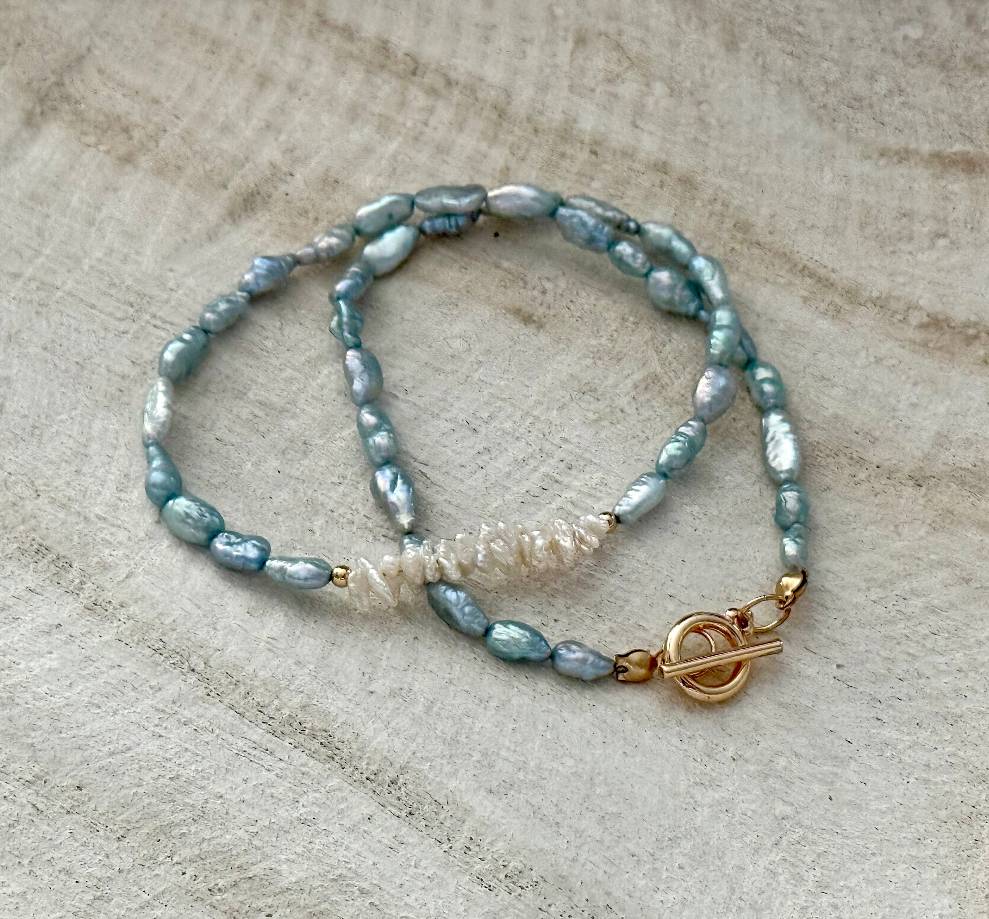 Gray Wrap Pearl Bracelet/ Choker