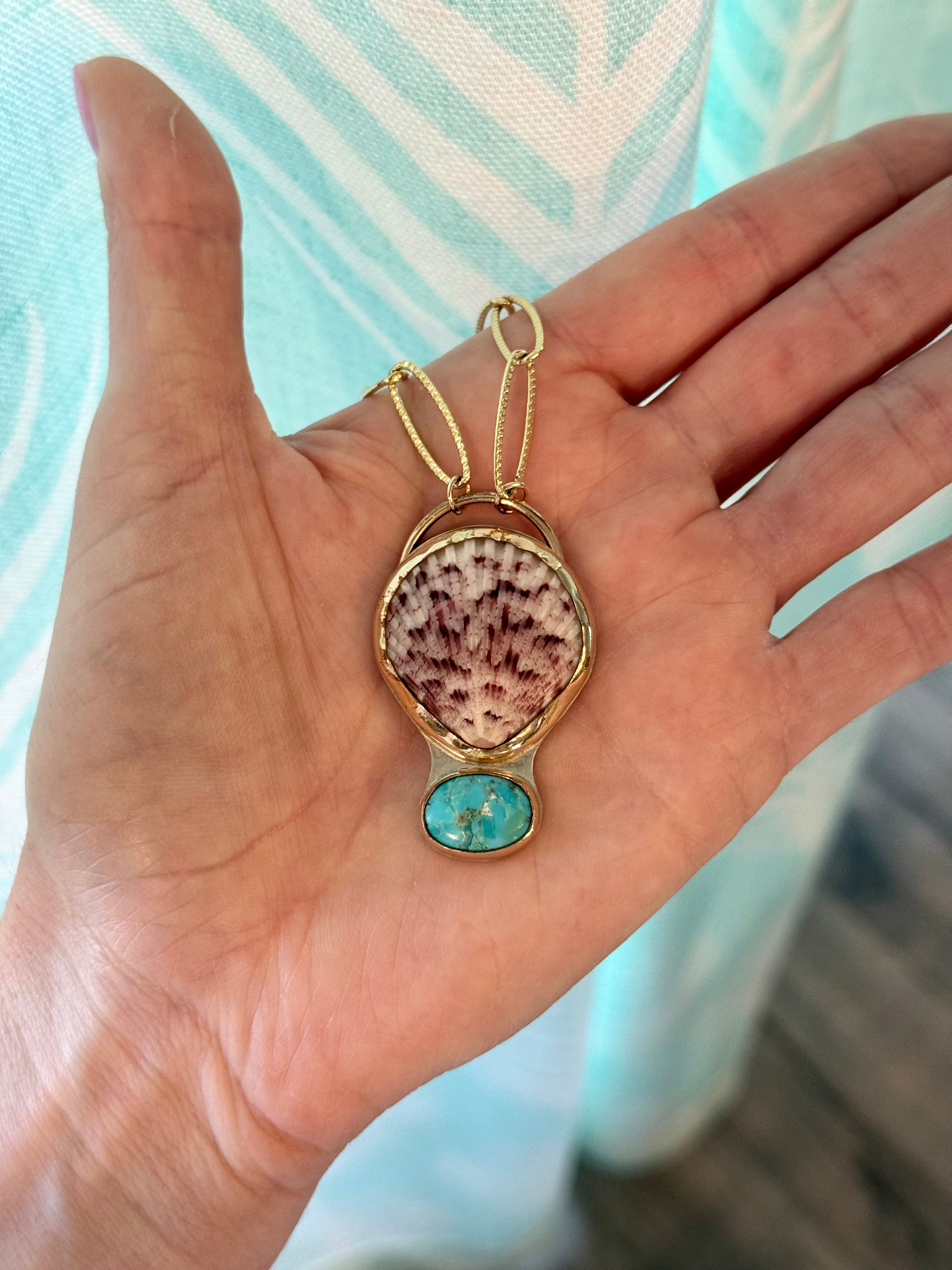 Scallop and Turquoise Statement Necklace