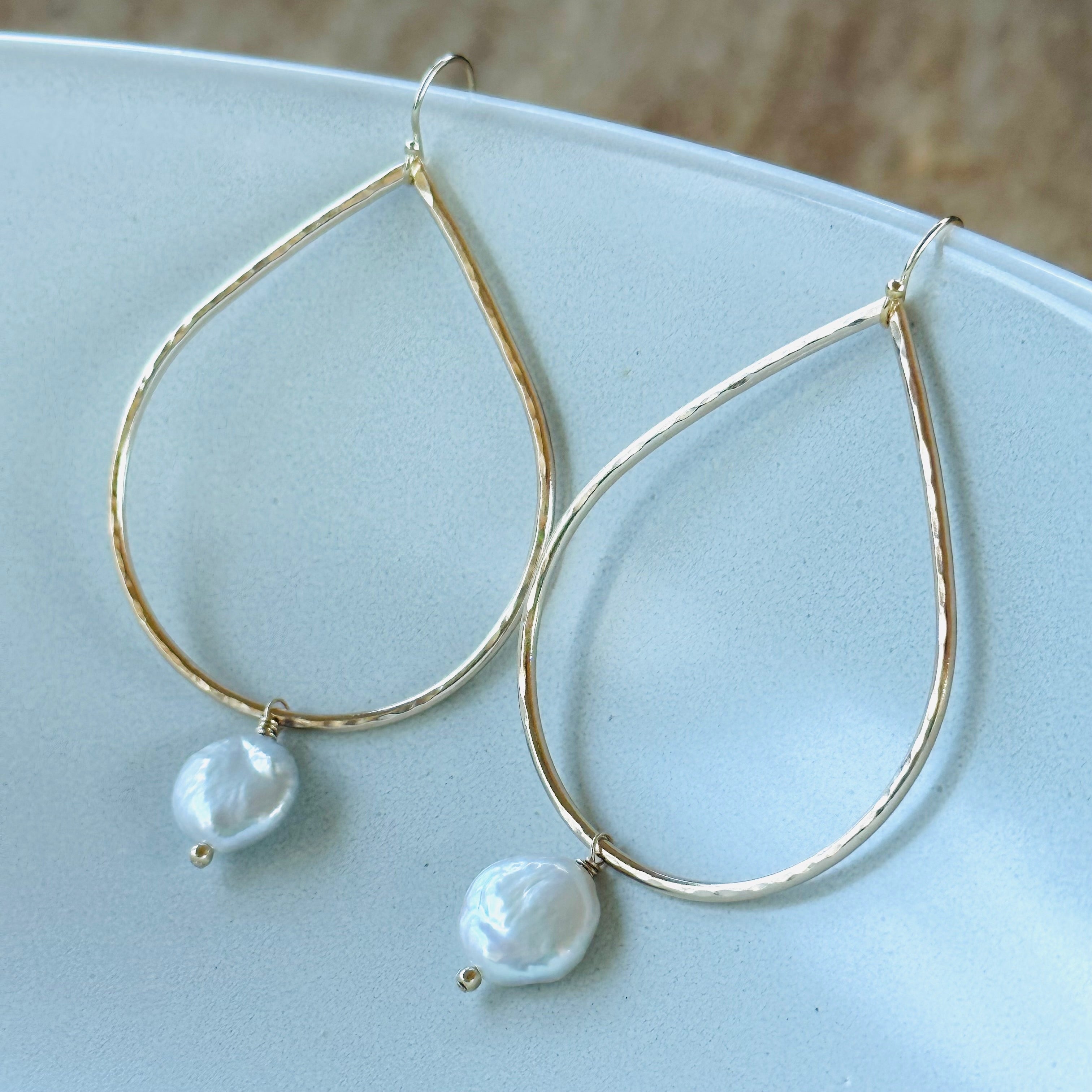 Coin Pearl Teardrop Earrings