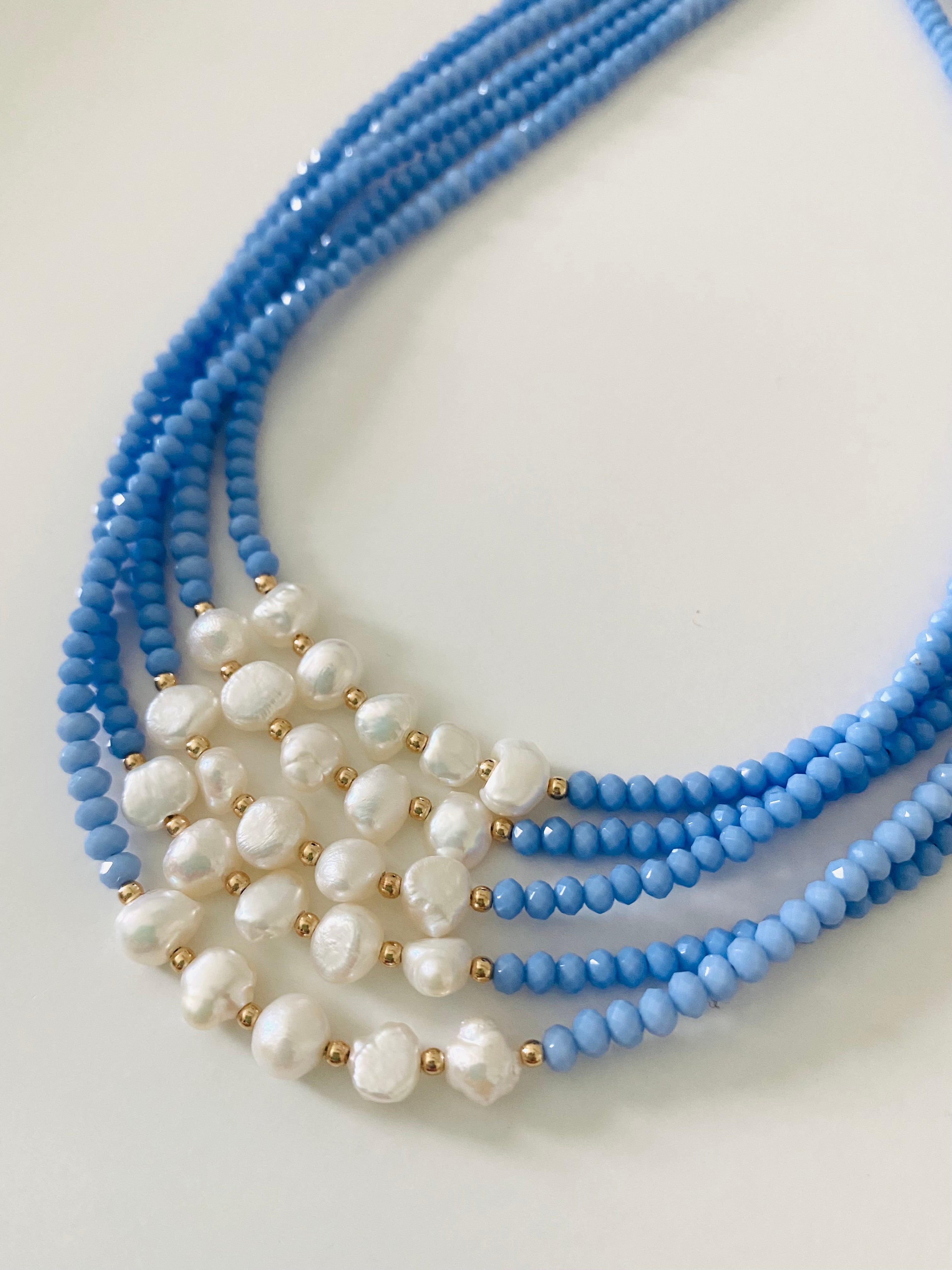Bailee Blue Pearl Beaded Choker
