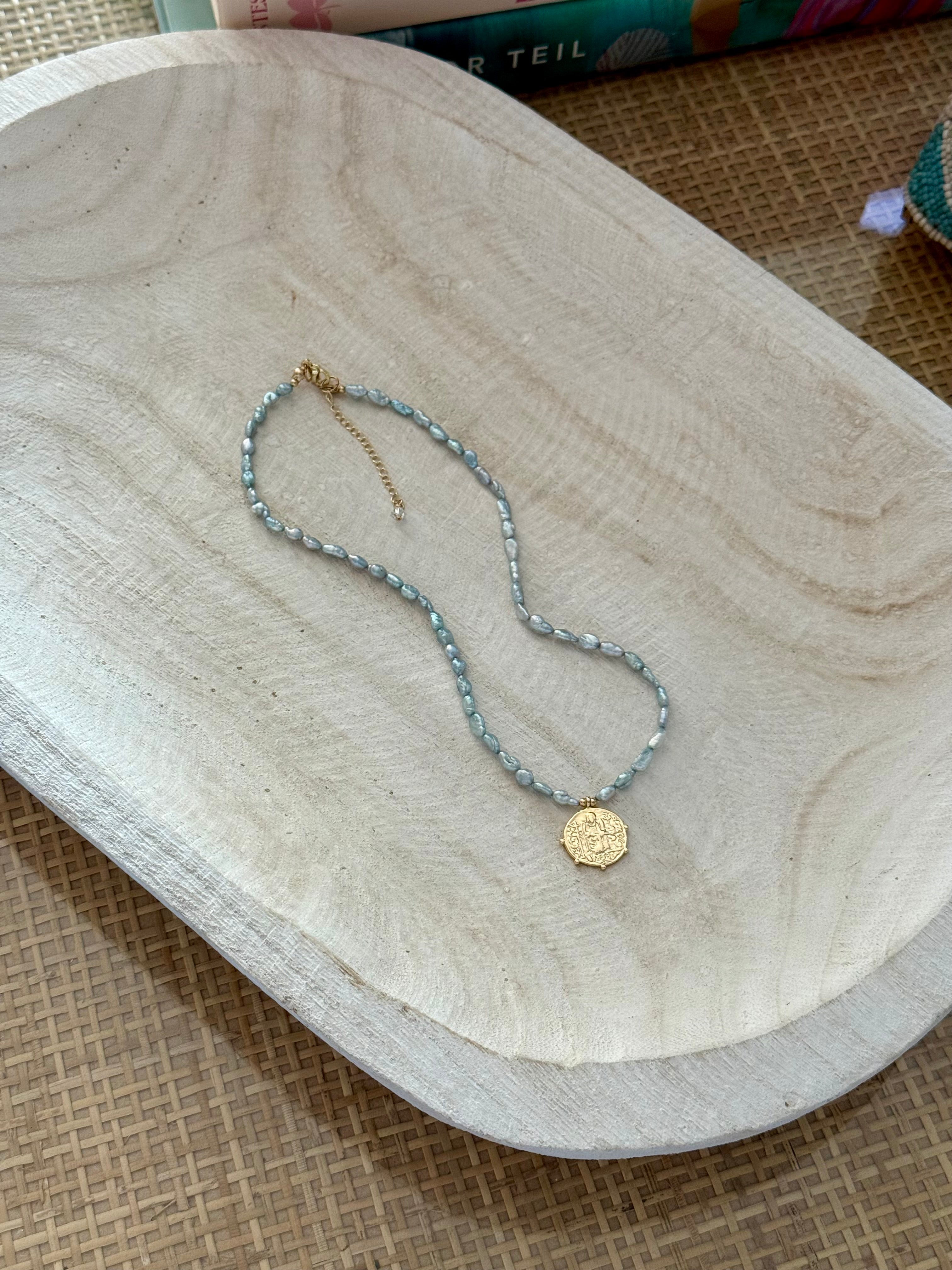 Gold & Gray Pearl Statement Necklace