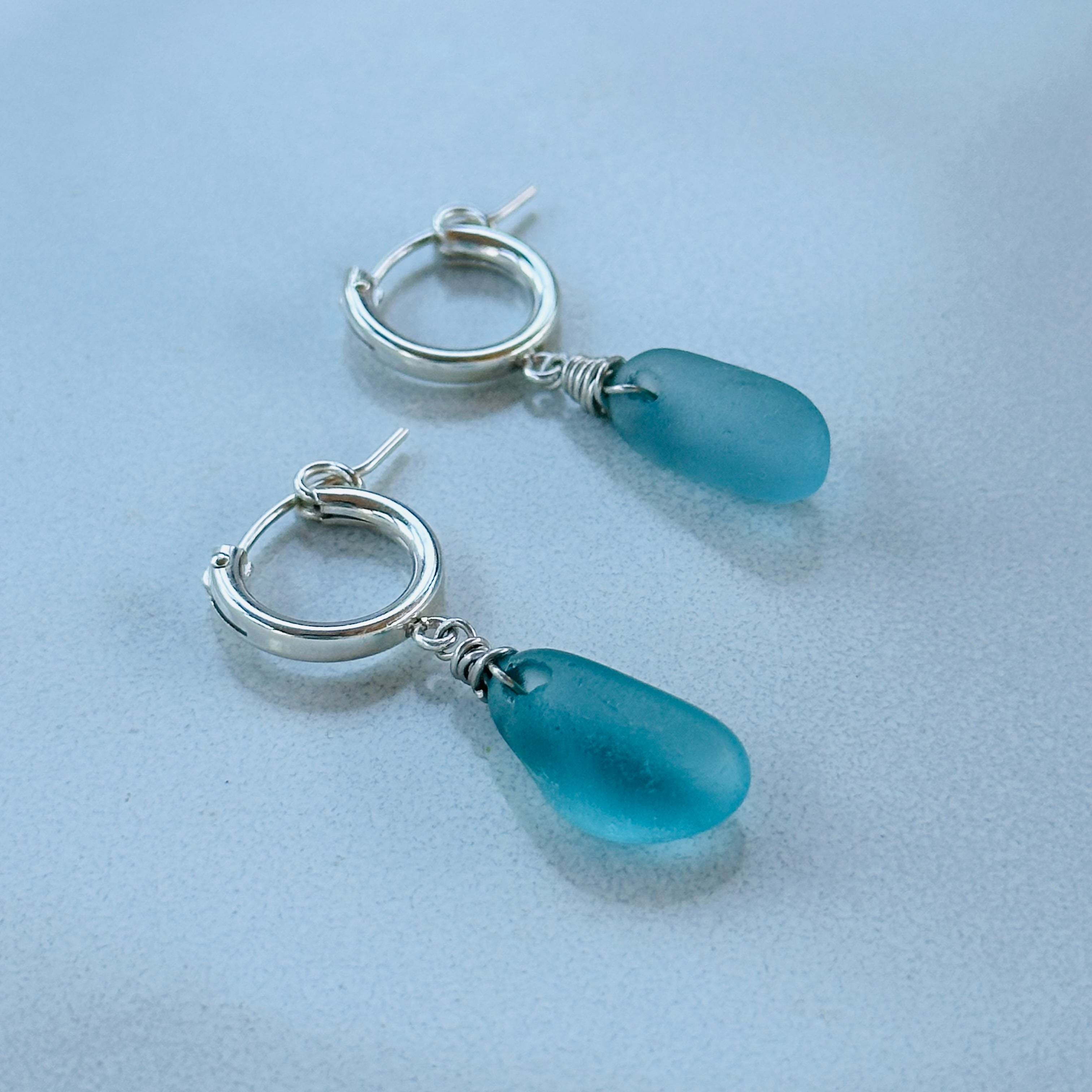 Sea Glass Huggie Earrings