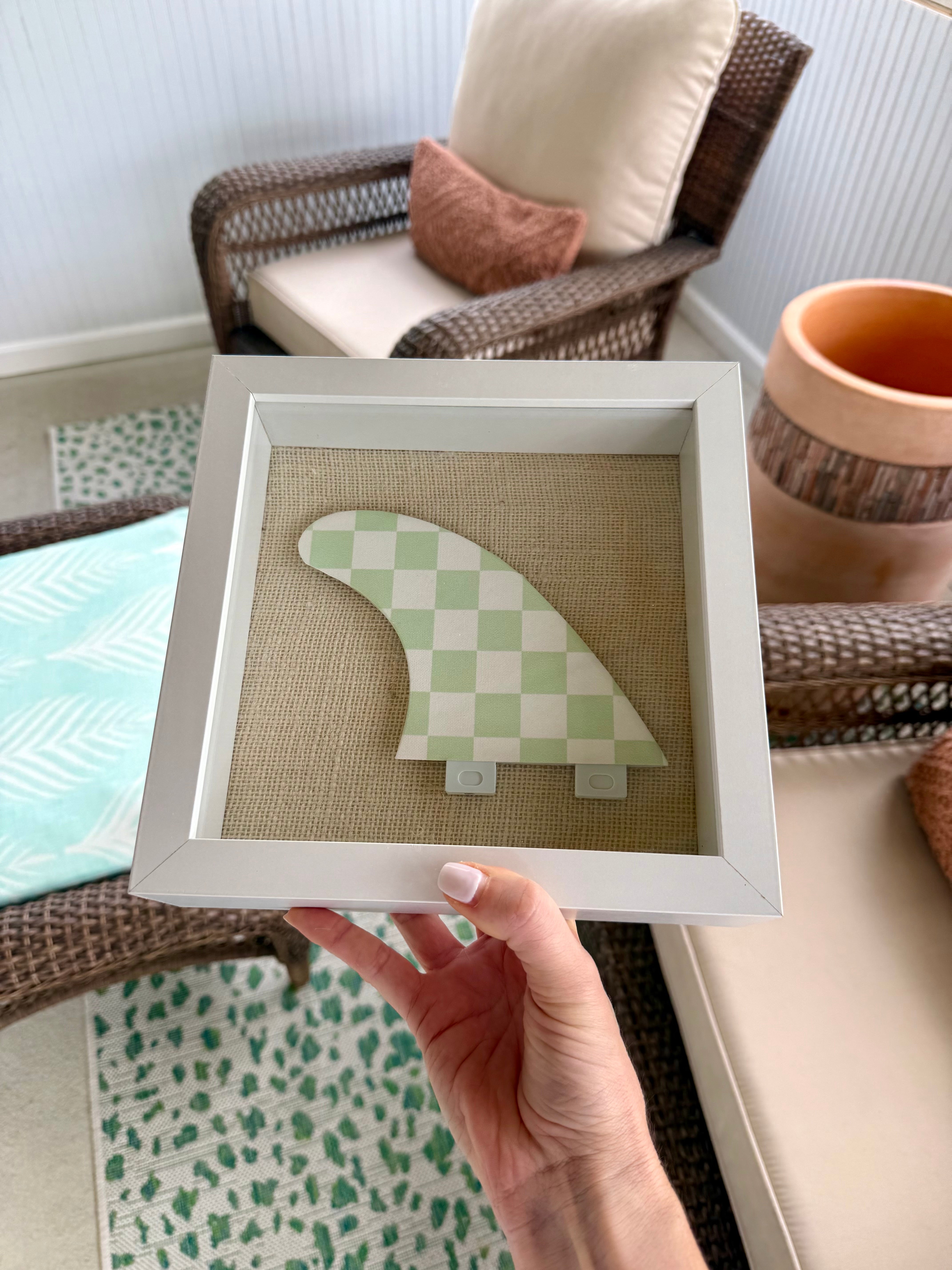 Checkered Surf Fin Shadow Box
